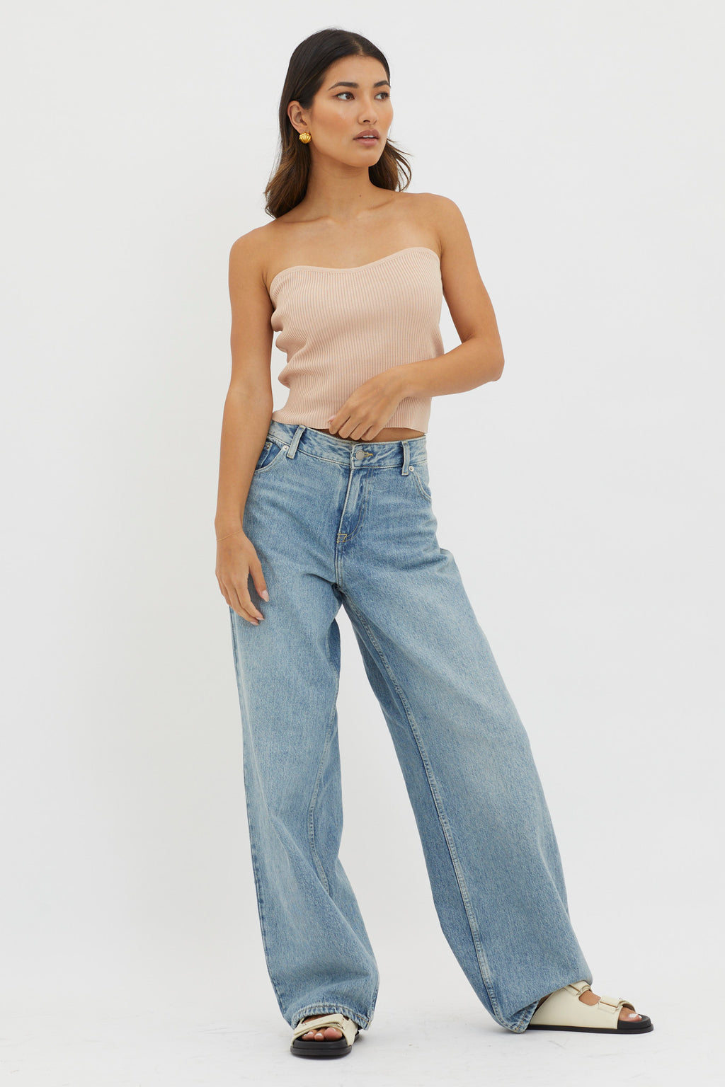 Flora Strapless Knit Top Mocha by Selfie Leslie Australia