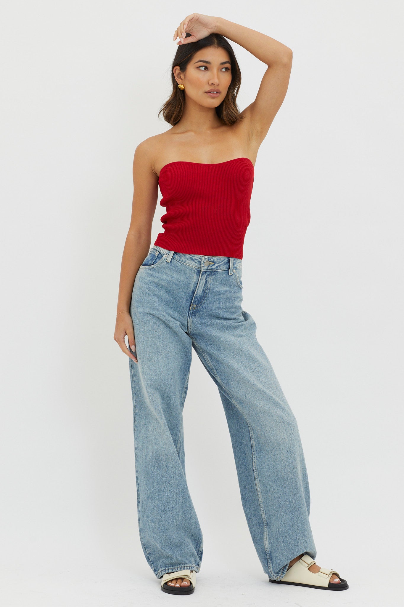 Flora Strapless Knit Top Wine by Selfie Leslie Australia