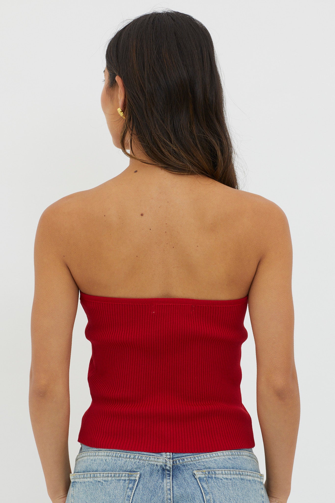 Flora Strapless Knit Top Wine by Selfie Leslie Australia