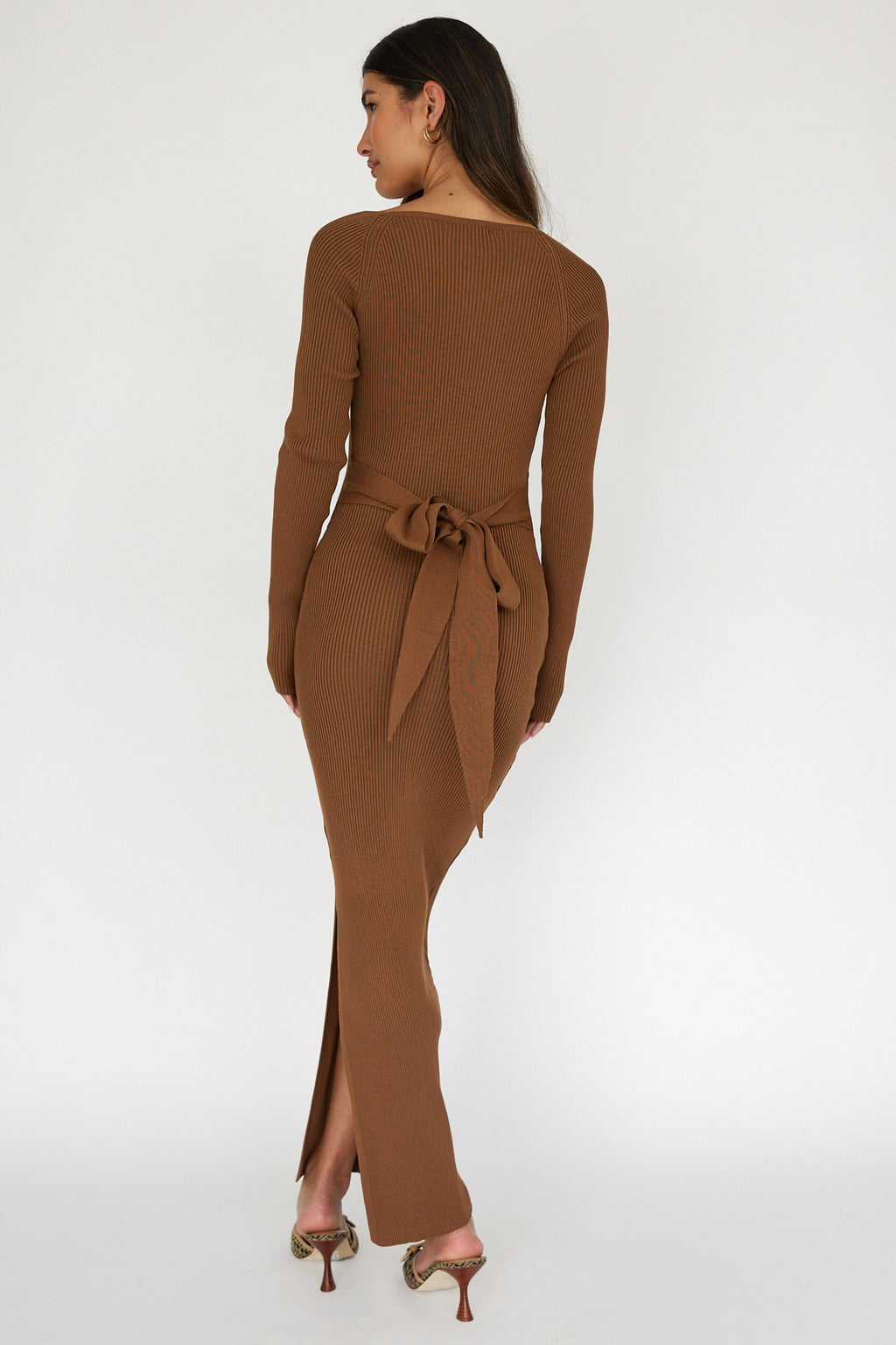 Twilight Moments Long Sleeve Knit Dress Chocolate by Selfie Leslie Australia