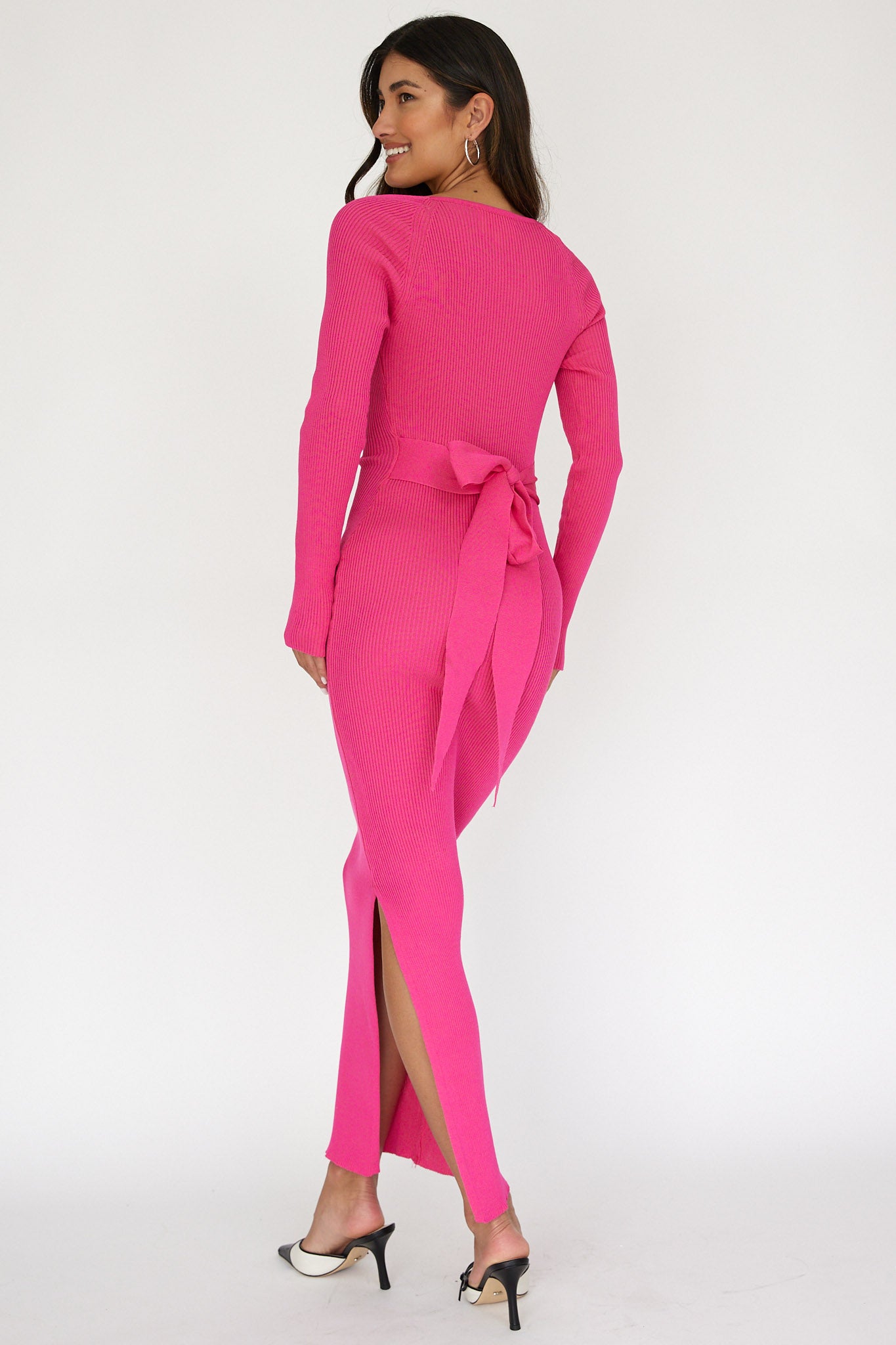 Twilight Moments Long Sleeve Knit Dress Hot Pink by Selfie Leslie Australia