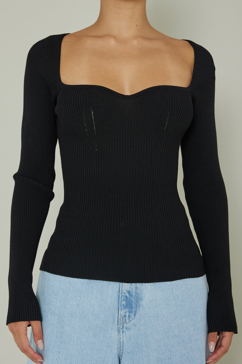 Switch Focus Long Sleeve Knit Top Black by Selfie Leslie Australia