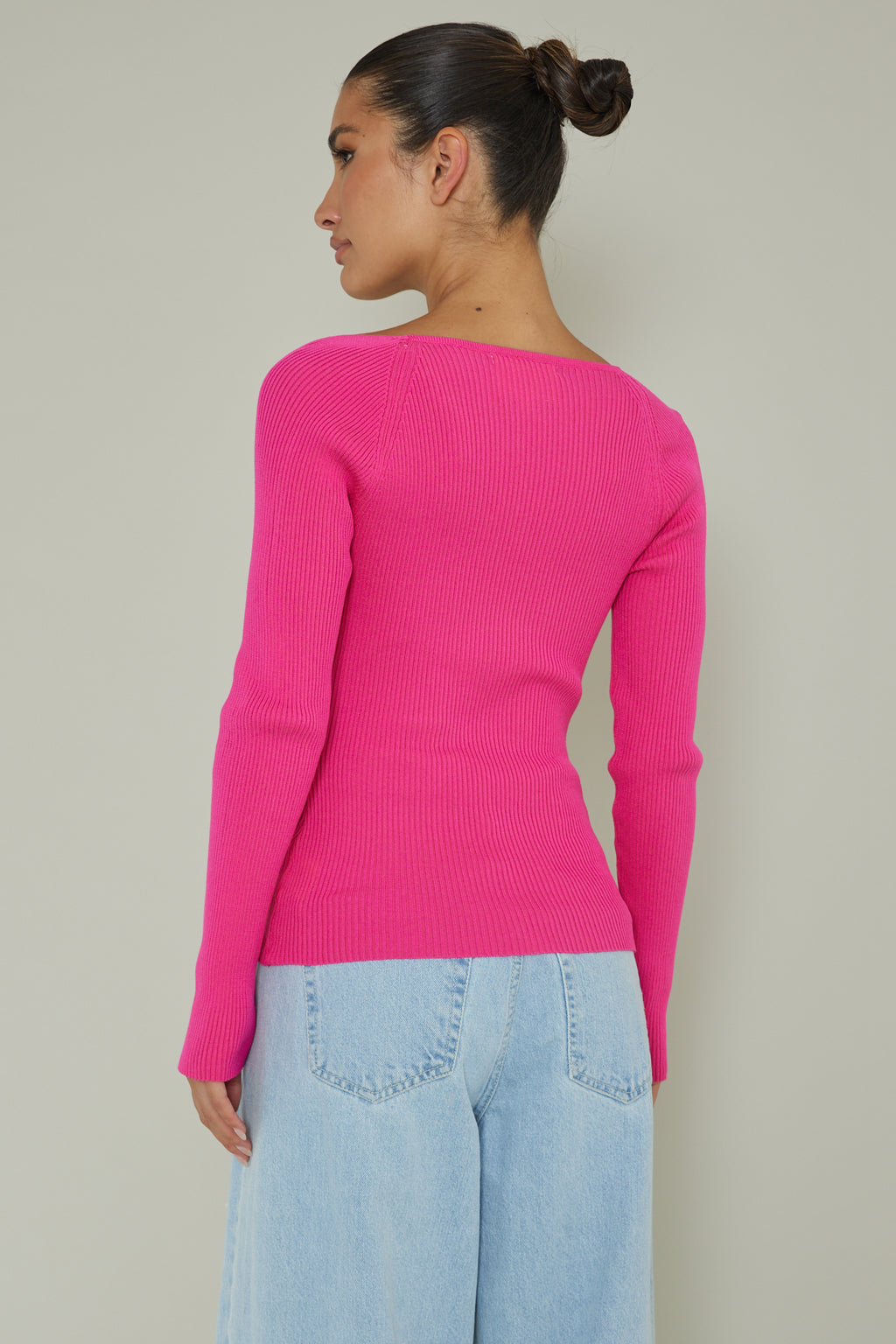 Switch Focus Long Sleeve Knit Top Hot Pink by Selfie Leslie Australia