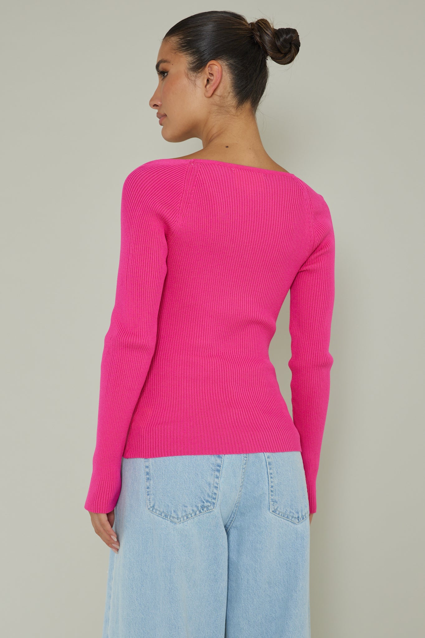Switch Focus Long Sleeve Knit Top Hot Pink by Selfie Leslie Australia