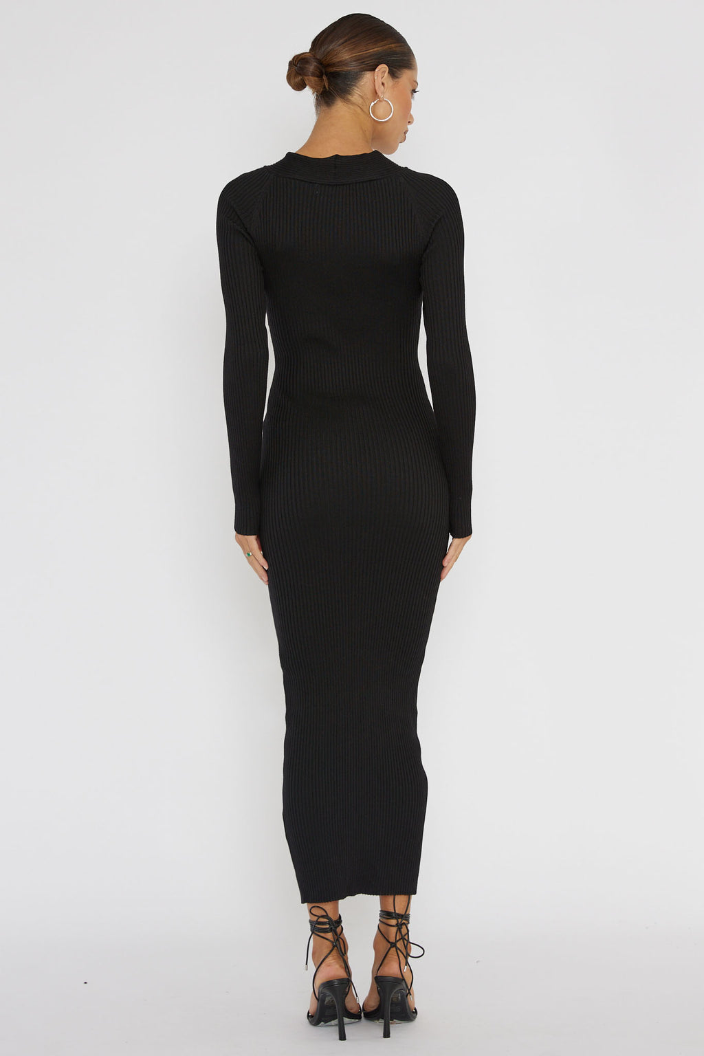 One Mind Cut-Out Neckline Knit Midi Dress Black by Selfie Leslie Australia
