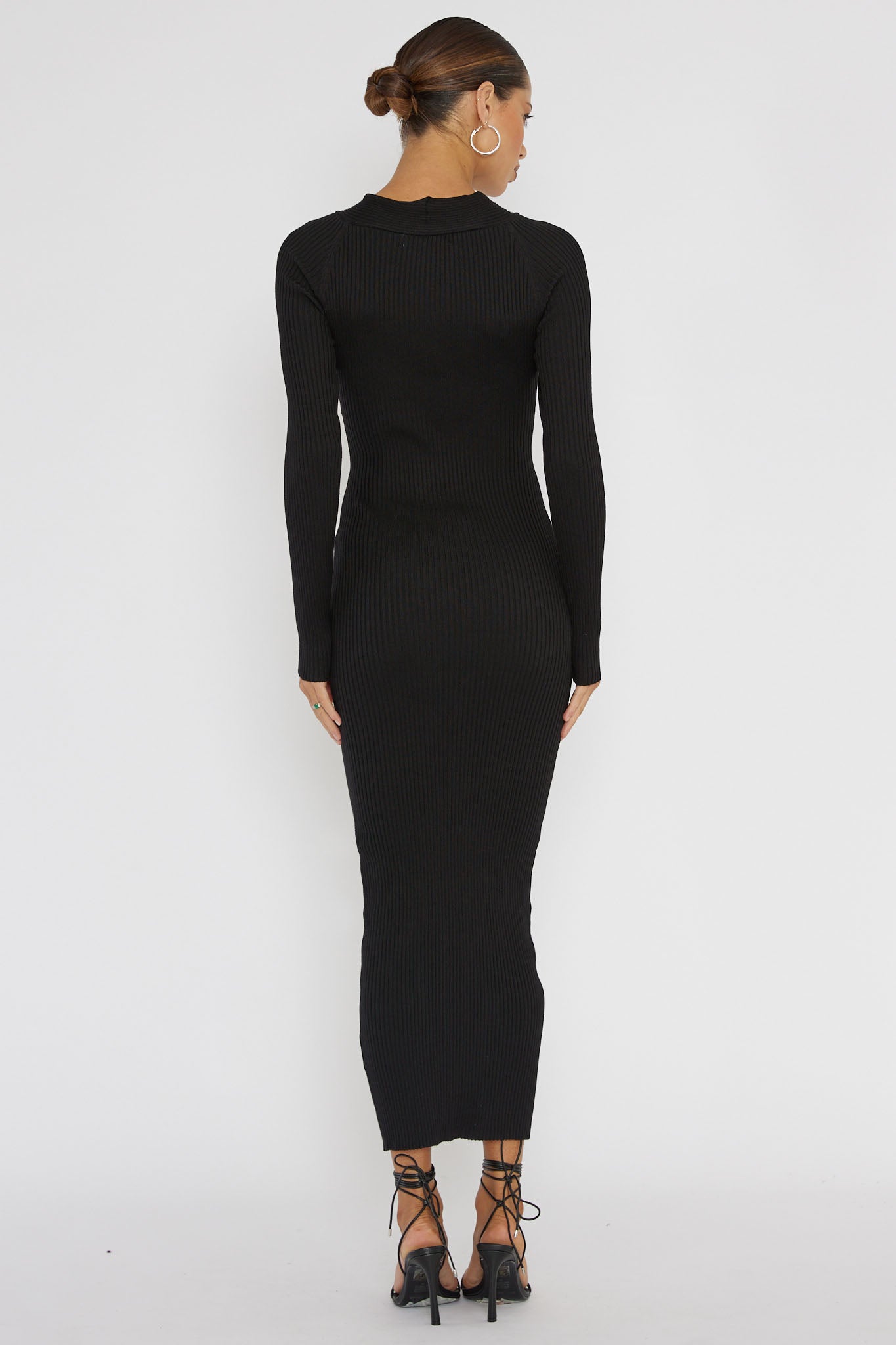 One Mind Cut-Out Neckline Knit Midi Dress Black by Selfie Leslie Australia
