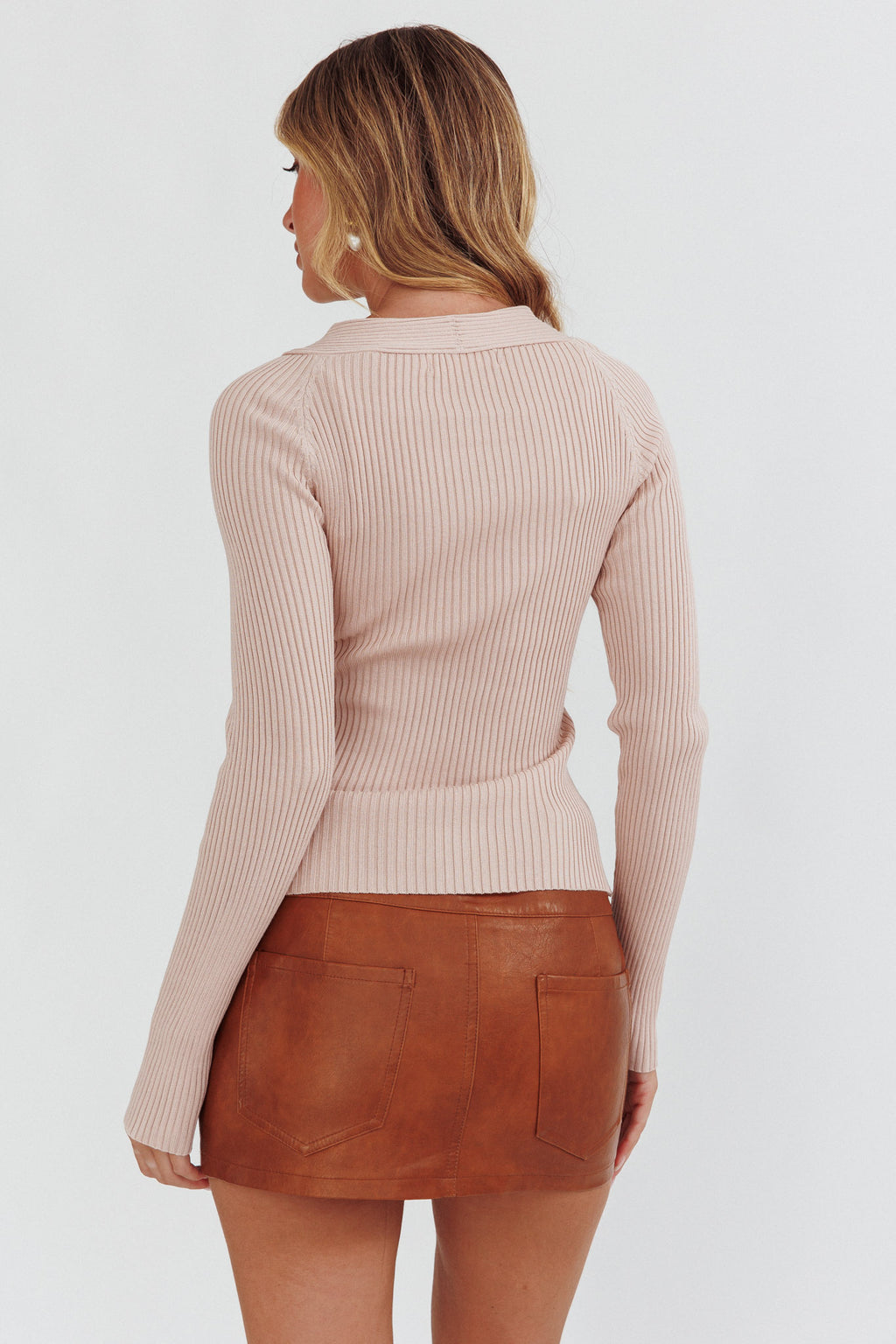 One Mind Cut-Out Neckline Knit Top Mocha by Selfie Leslie Australia