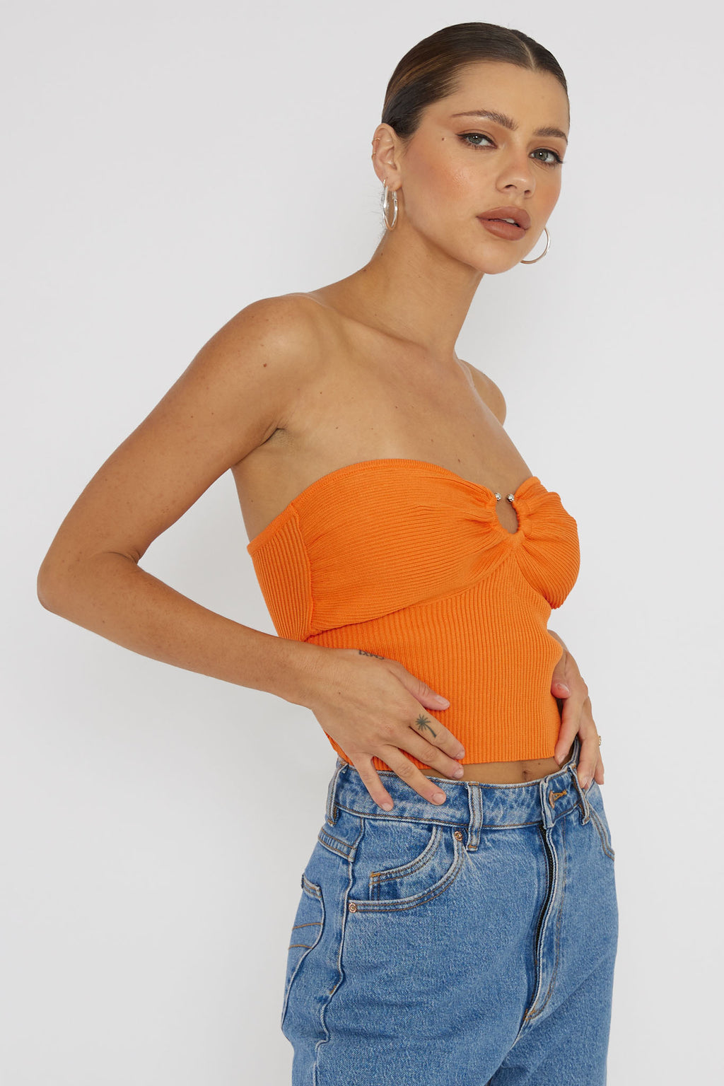 Real Talk Sweetheart Neckline Top Orange by Selfie Leslie Australia
