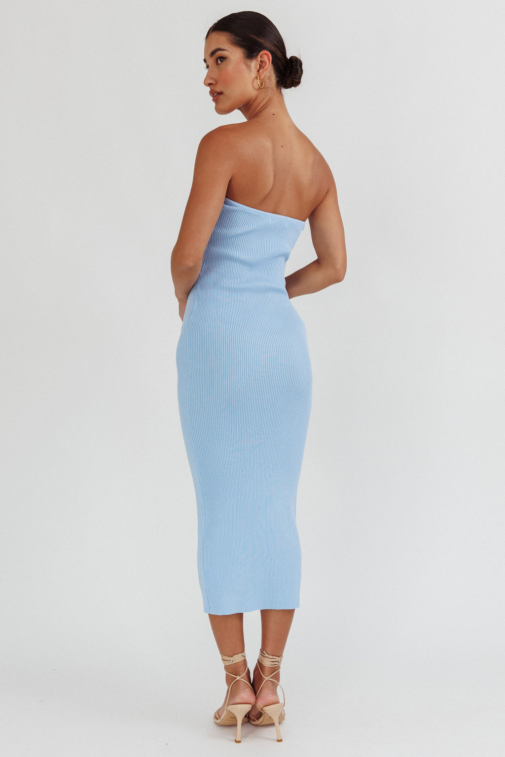 Real Talk Sweetheart Neckline Midi Dress Blue by Selfie Leslie Australia