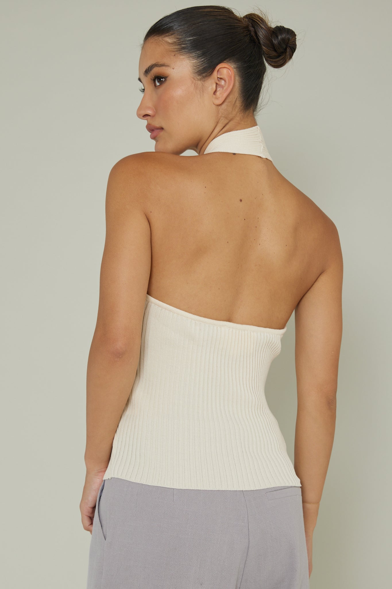 Lou Cut-Out Halter Top Cream by Selfie Leslie Australia