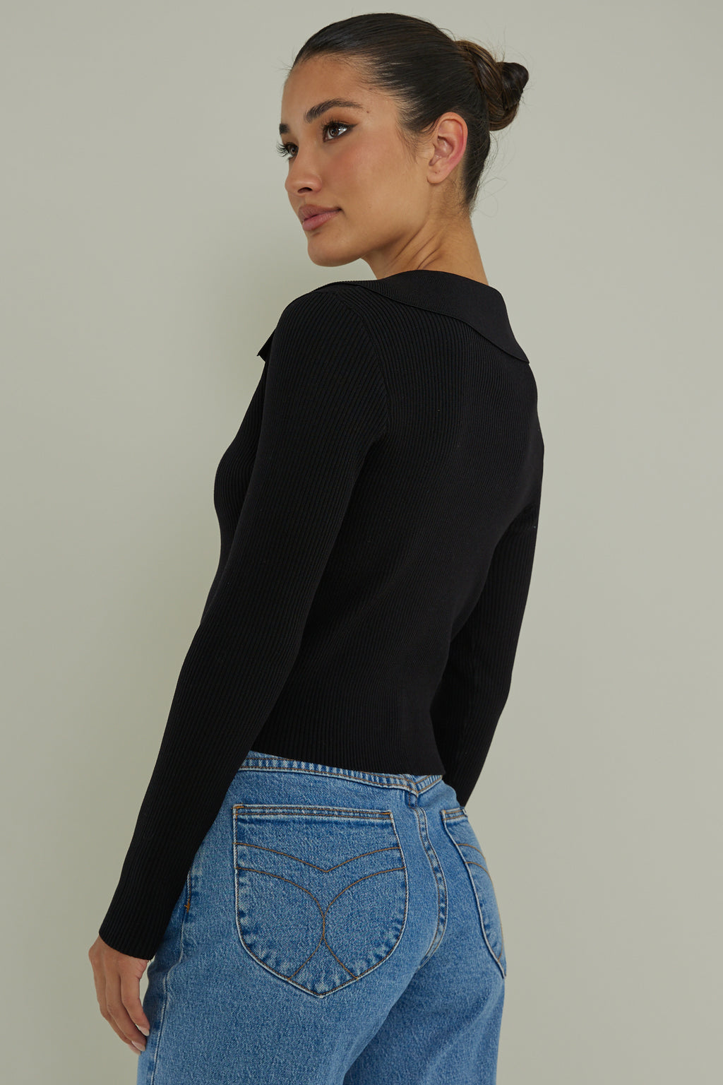 Lake Days Collared Knit Top Black by Selfie Leslie Australia