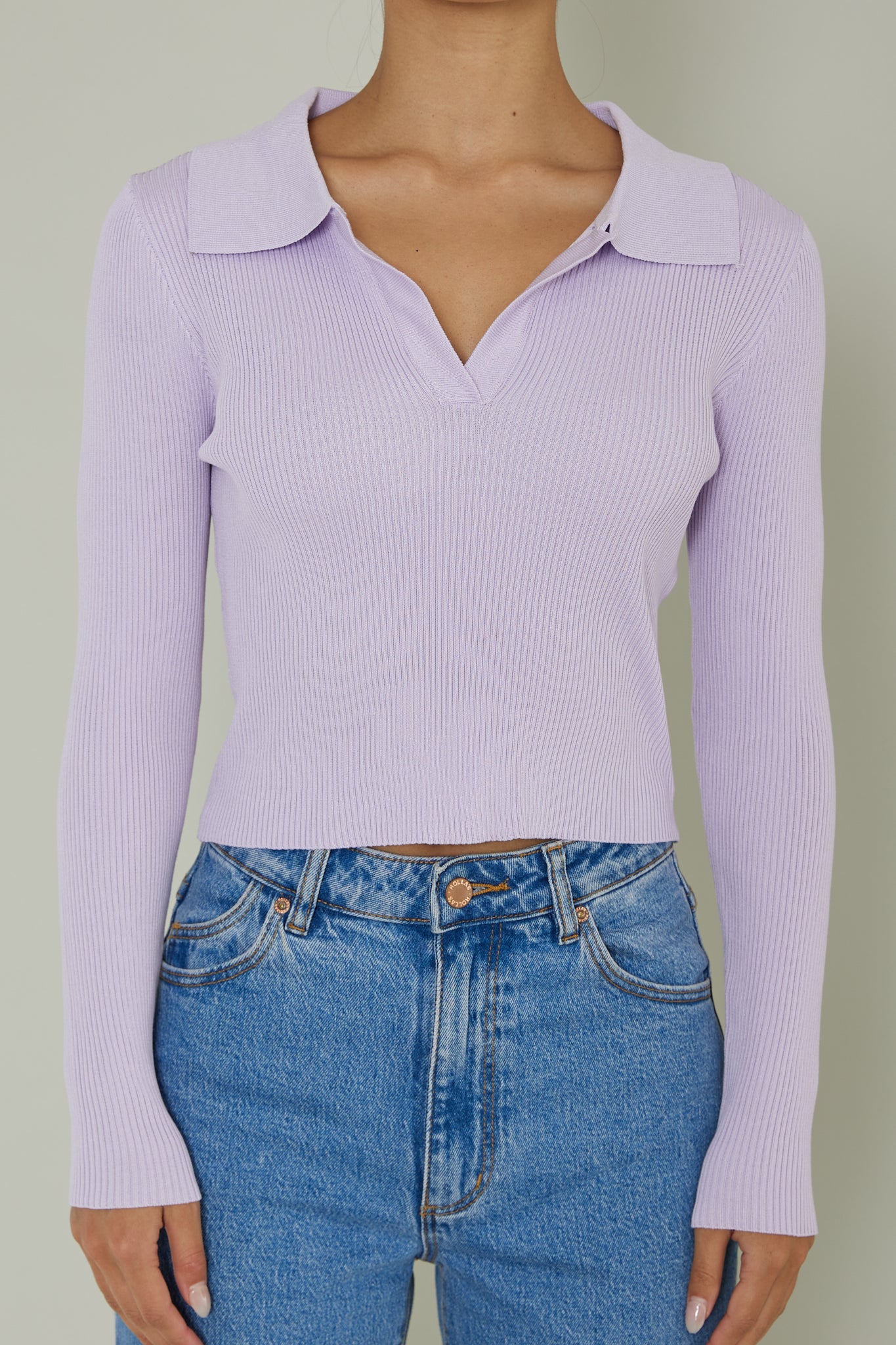 Lake Days Collared Knit Top Lilac by Selfie Leslie Australia