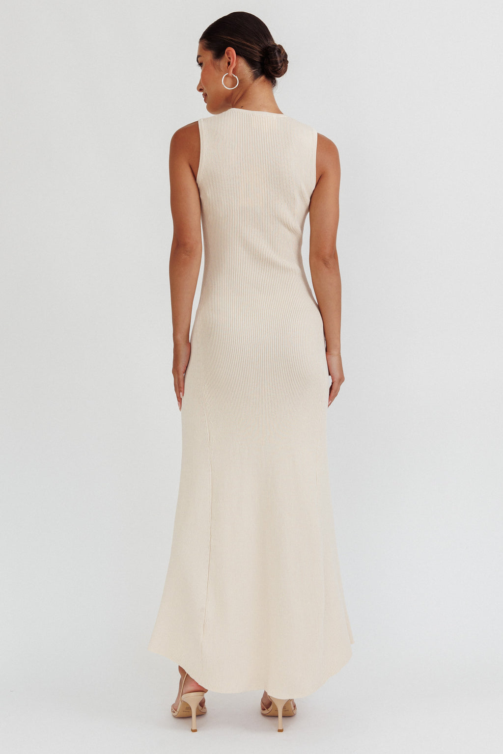 Braylee Sleeveless Ribbed Knit Maxi Dress Cream by Selfie Leslie Australia