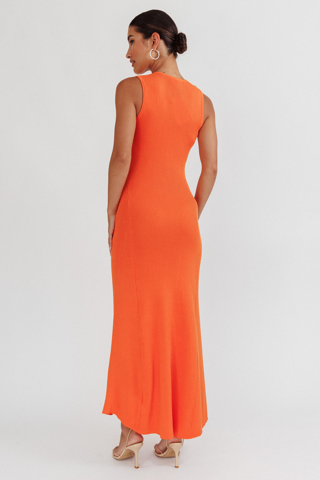 Braylee Sleeveless Ribbed Knit Maxi Dress Orange by Selfie Leslie Australia