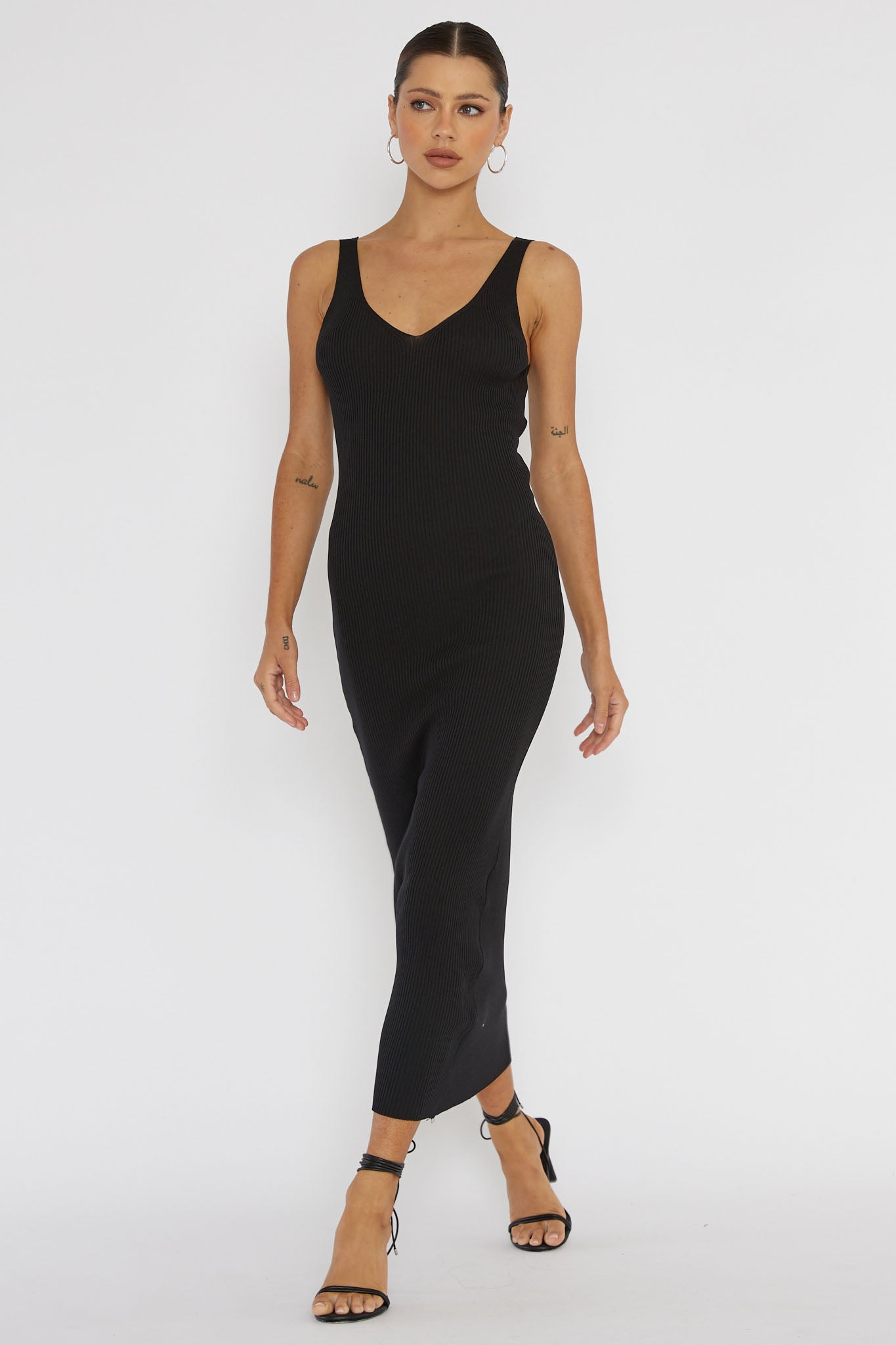 Linzi Lace-Up Back Knit Midi Dress Black by Selfie Leslie Australia