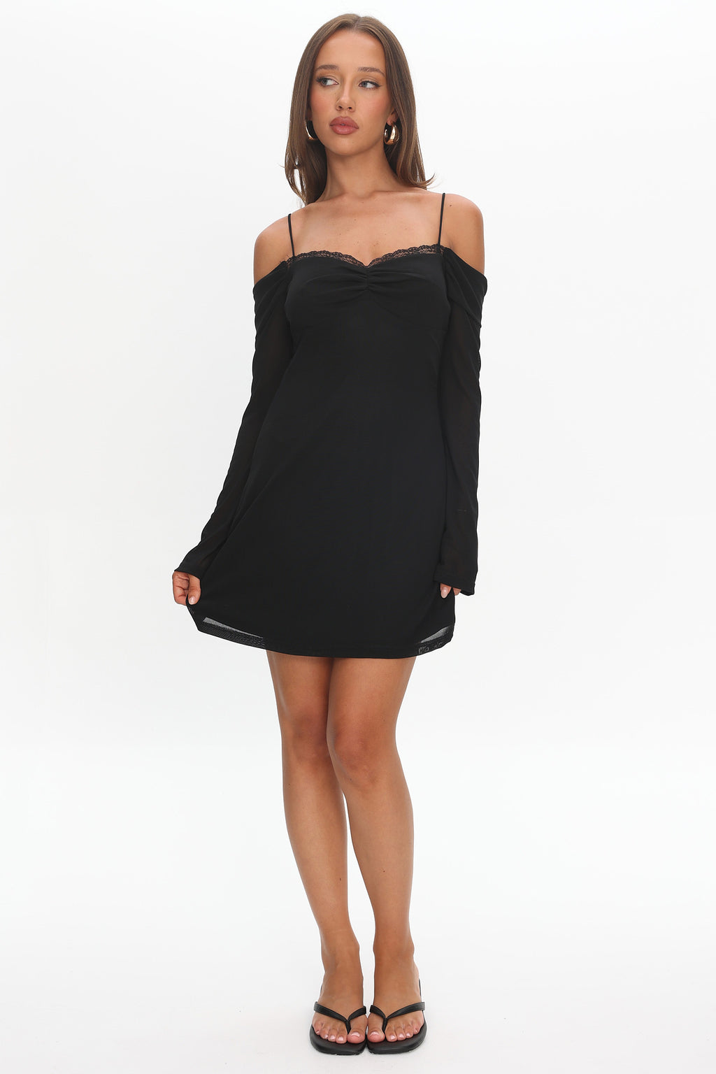 French Girl Long Sleeve Mini Dress Black by Selfie Leslie Australia