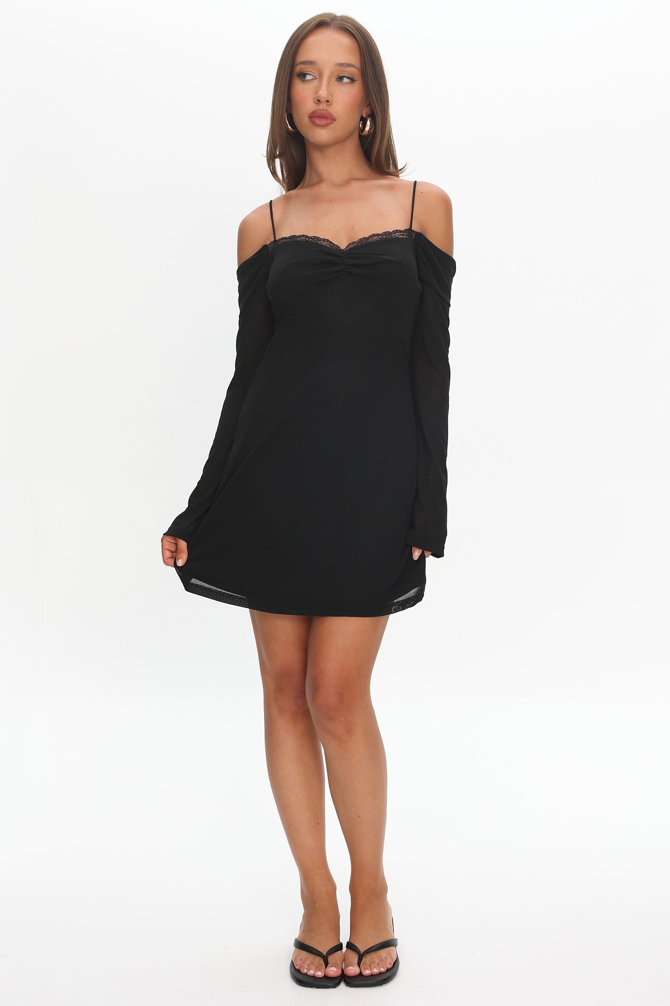French Girl Long Sleeve Mini Dress Black by Selfie Leslie Australia