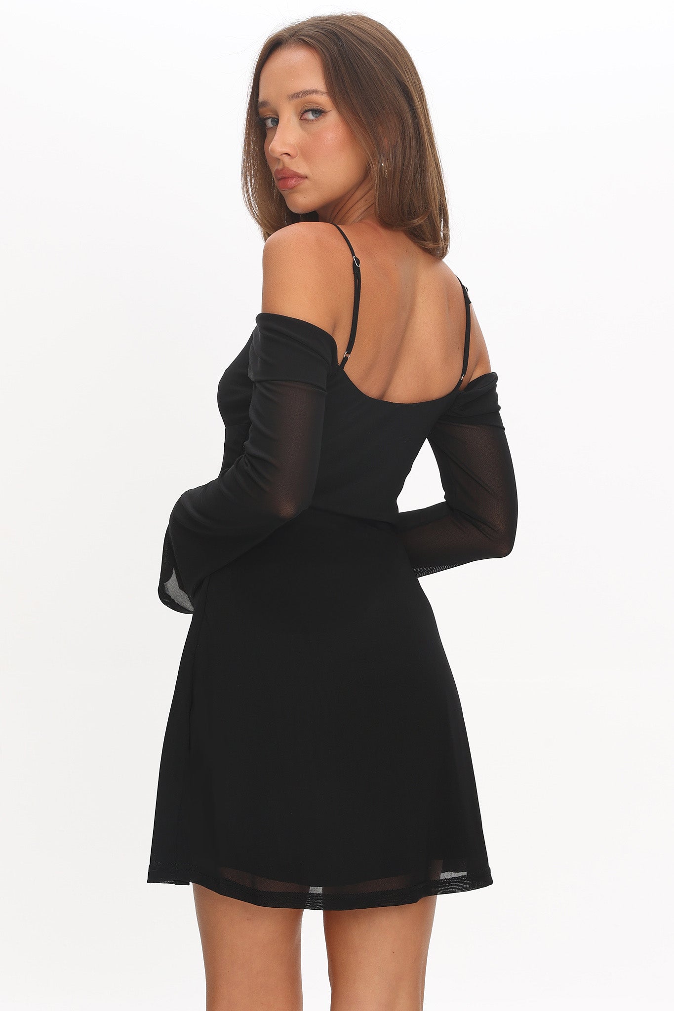 French Girl Long Sleeve Mini Dress Black by Selfie Leslie Australia