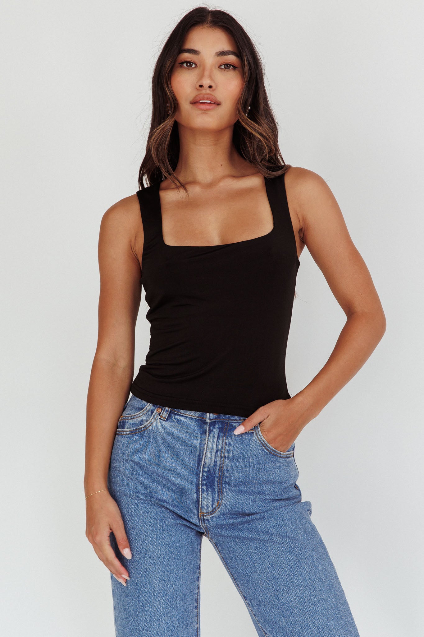 Tabatha U-Neckline Top Black by Selfie Leslie Australia