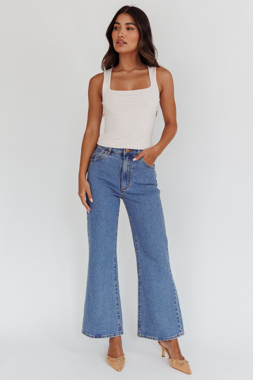 Tabatha U-Neckline Top Bone by Selfie Leslie Australia