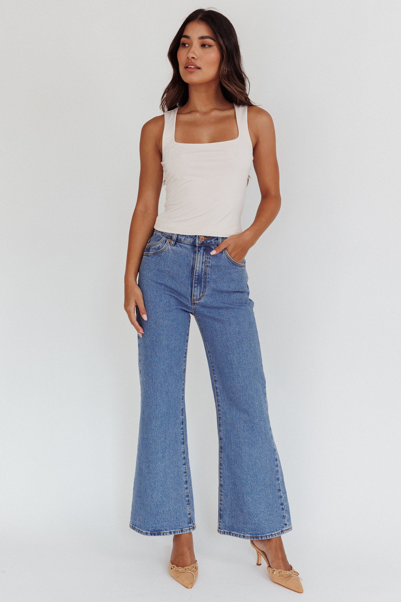 Tabatha U-Neckline Top Bone by Selfie Leslie Australia