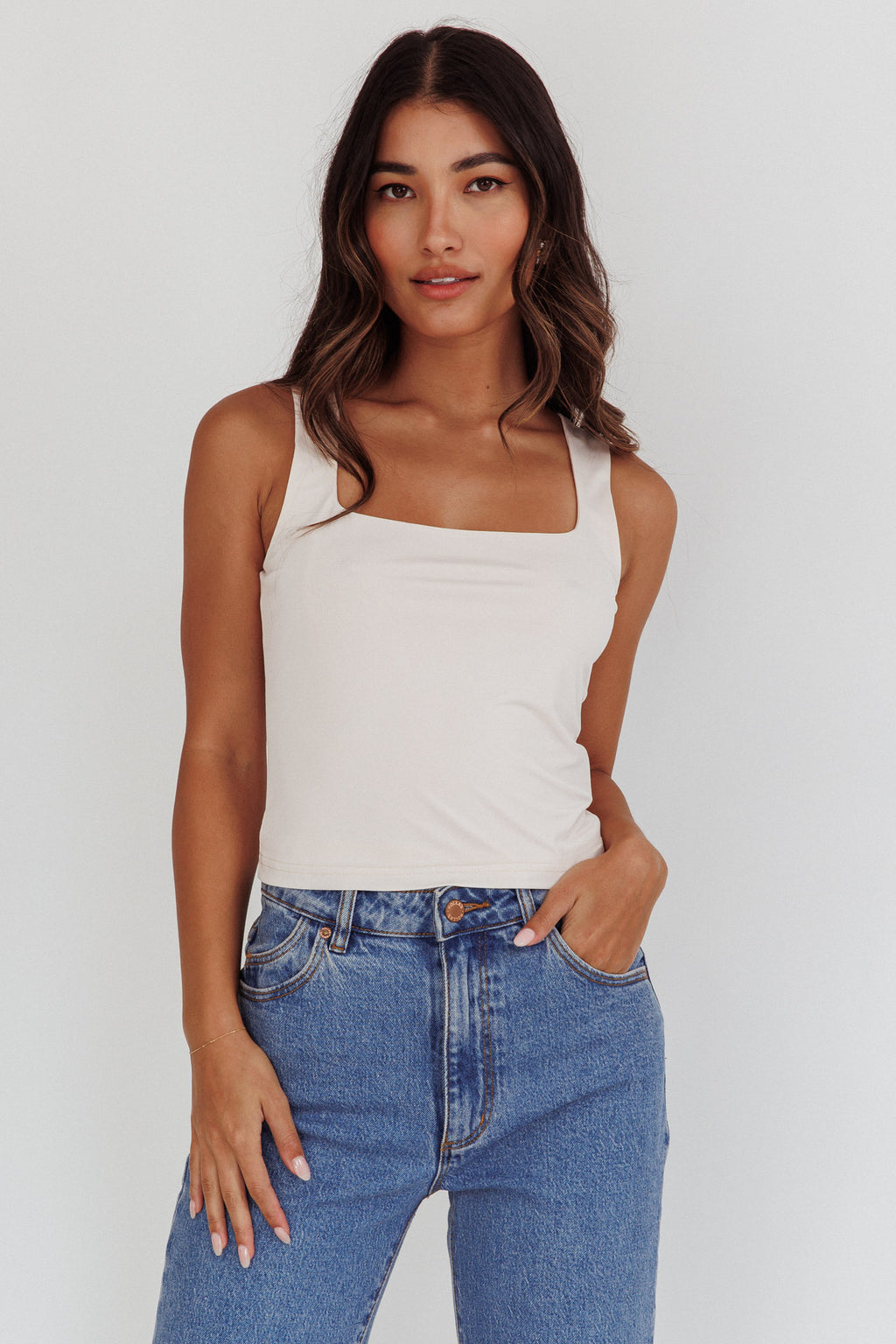 Tabatha U-Neckline Top Bone by Selfie Leslie Australia