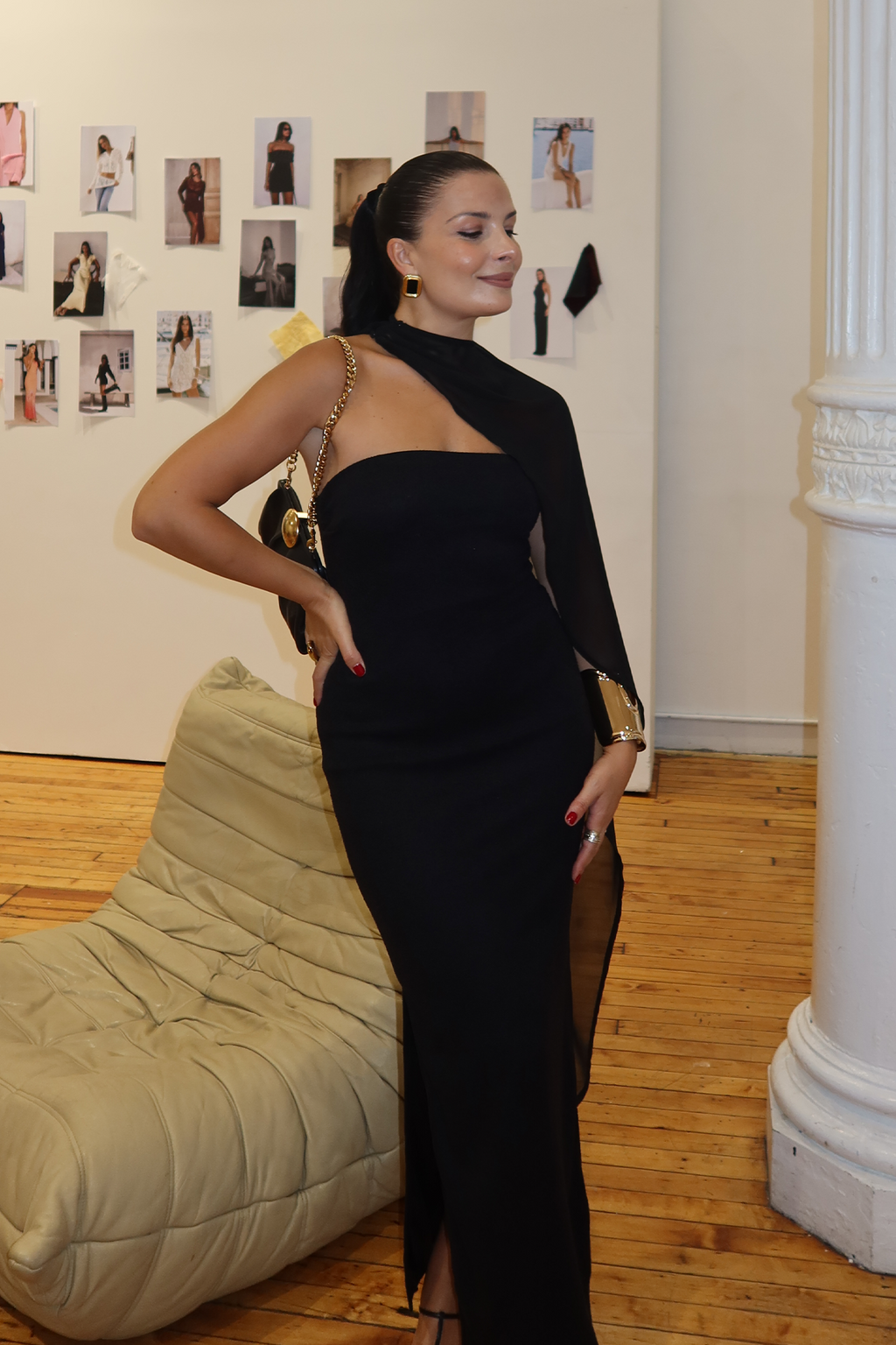 Maureena Draped Scarf Maxi Dress Black by Selfie Leslie Australia