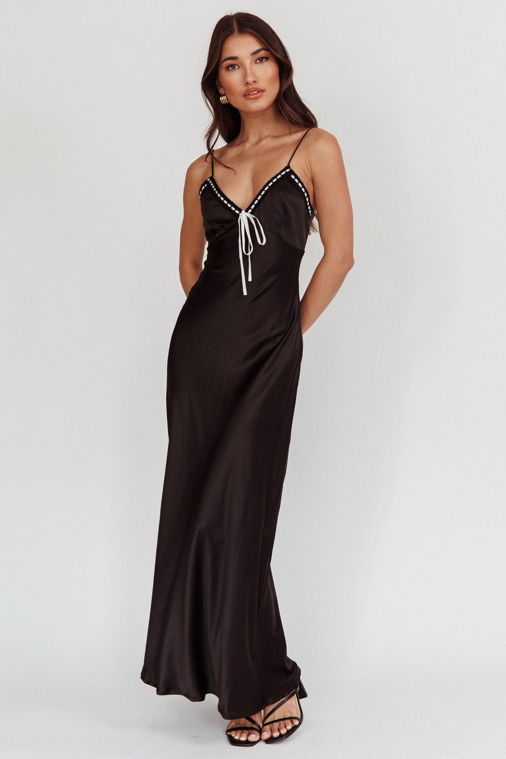 Sharla Bow Bust Maxi Dress Black by Selfie Leslie Australia