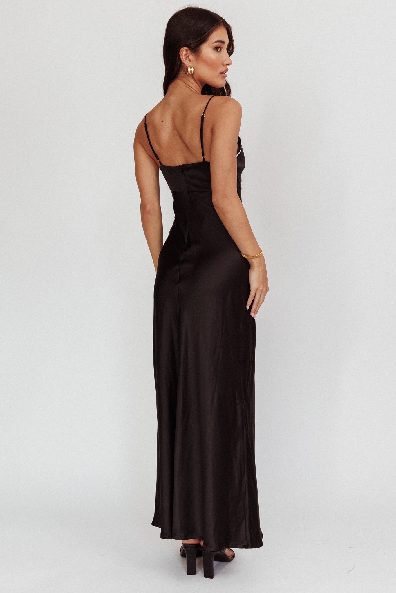 Sharla Bow Bust Maxi Dress Black by Selfie Leslie Australia