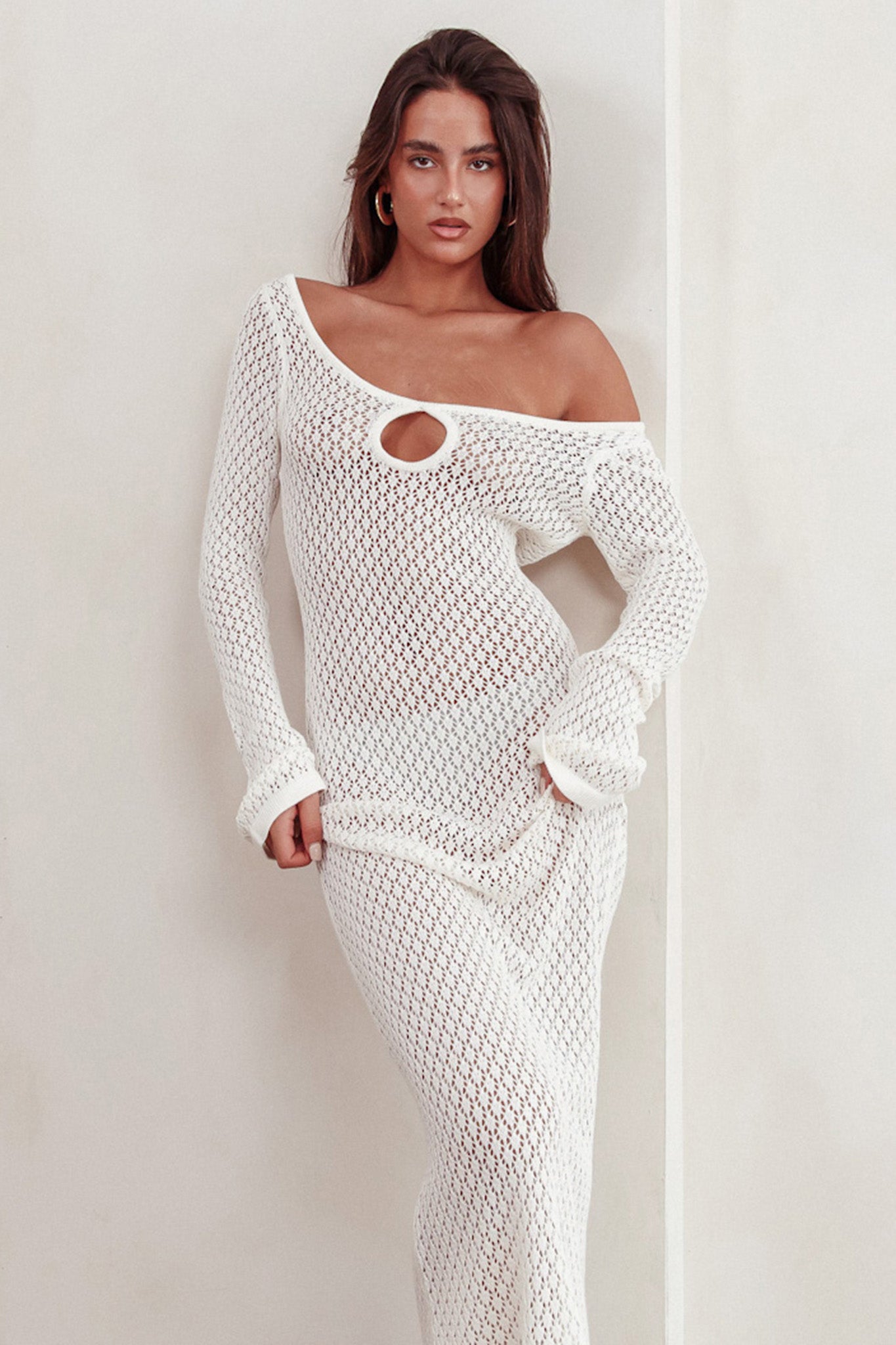 Hold My Heart Knit Maxi Dress Off White by Selfie Leslie Australia