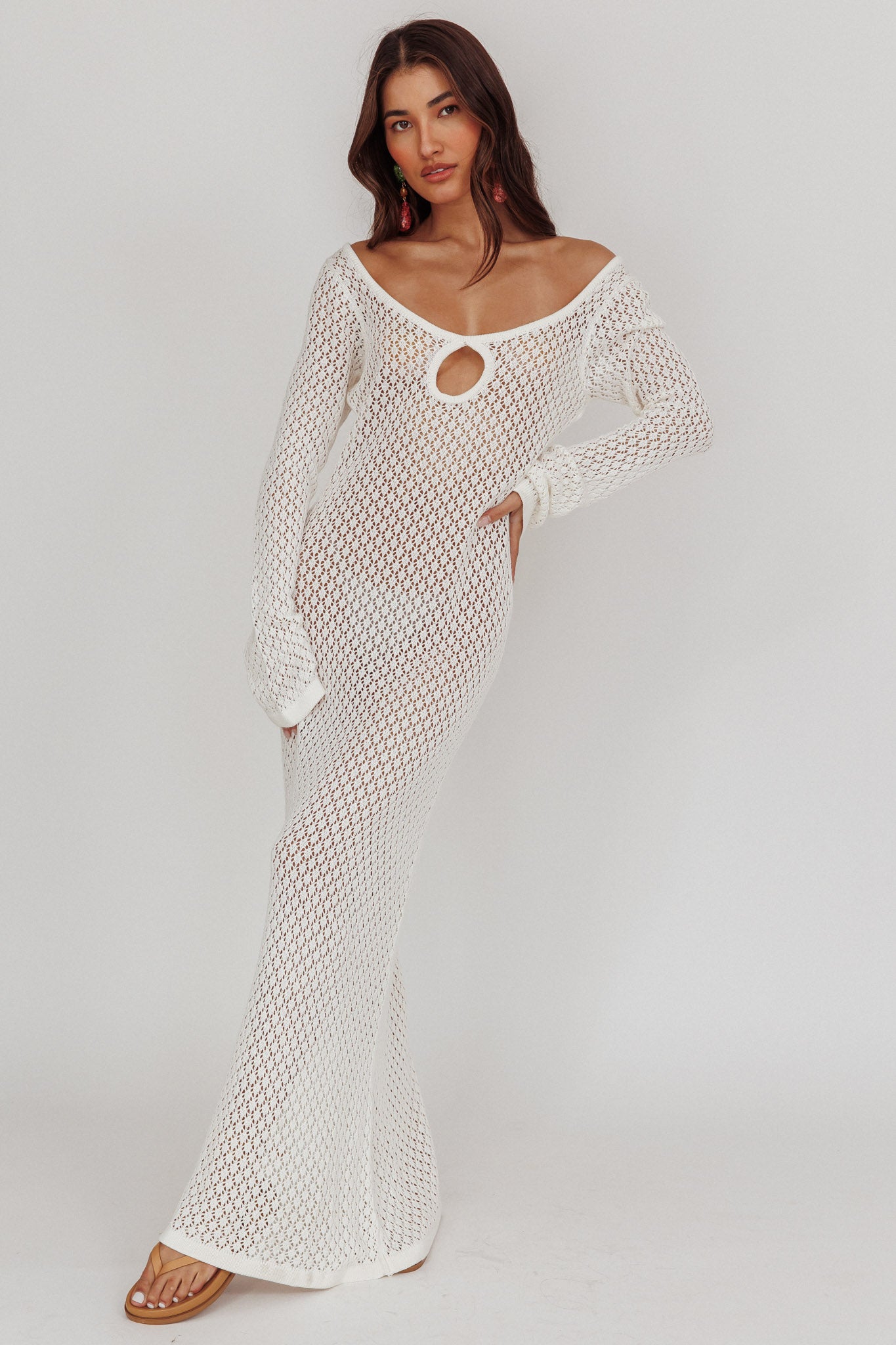 Hold My Heart Knit Maxi Dress Off White by Selfie Leslie Australia