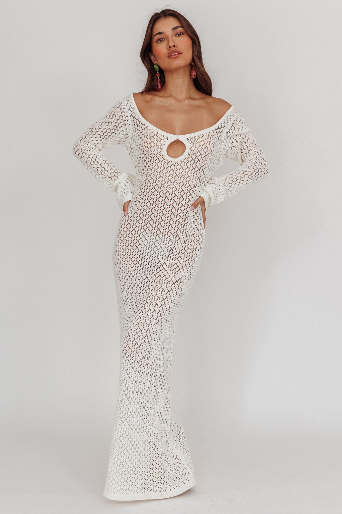 Hold My Heart Knit Maxi Dress Off White by Selfie Leslie Australia