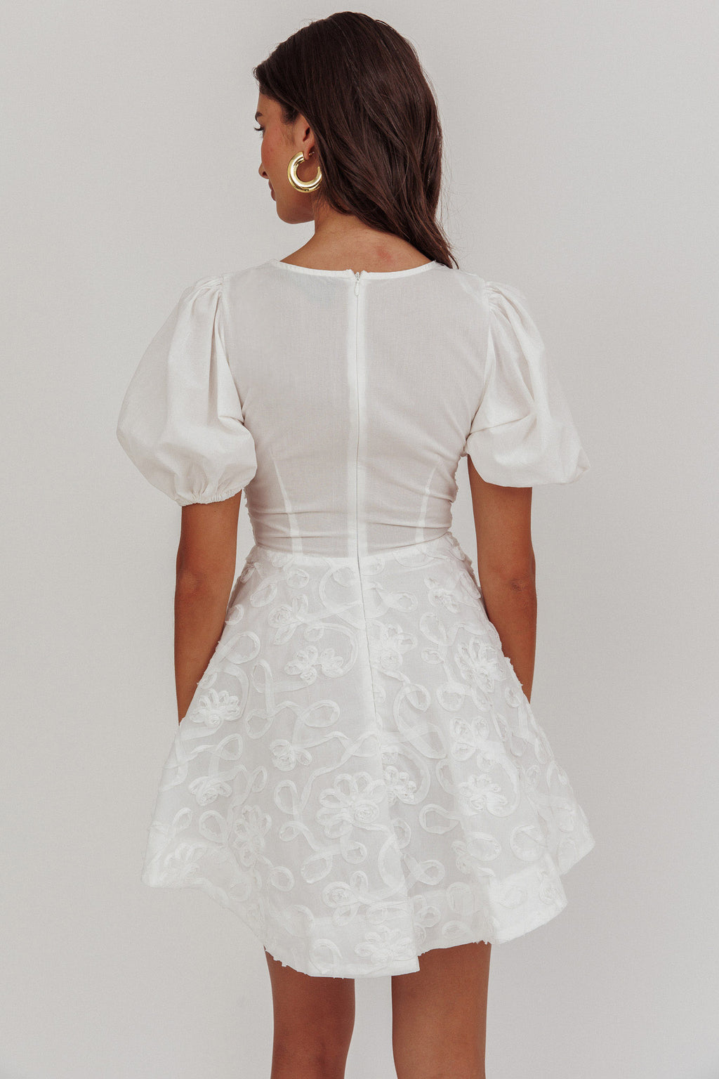 Samsara Puff Sleeve Mini Dress White by Selfie Leslie Australia