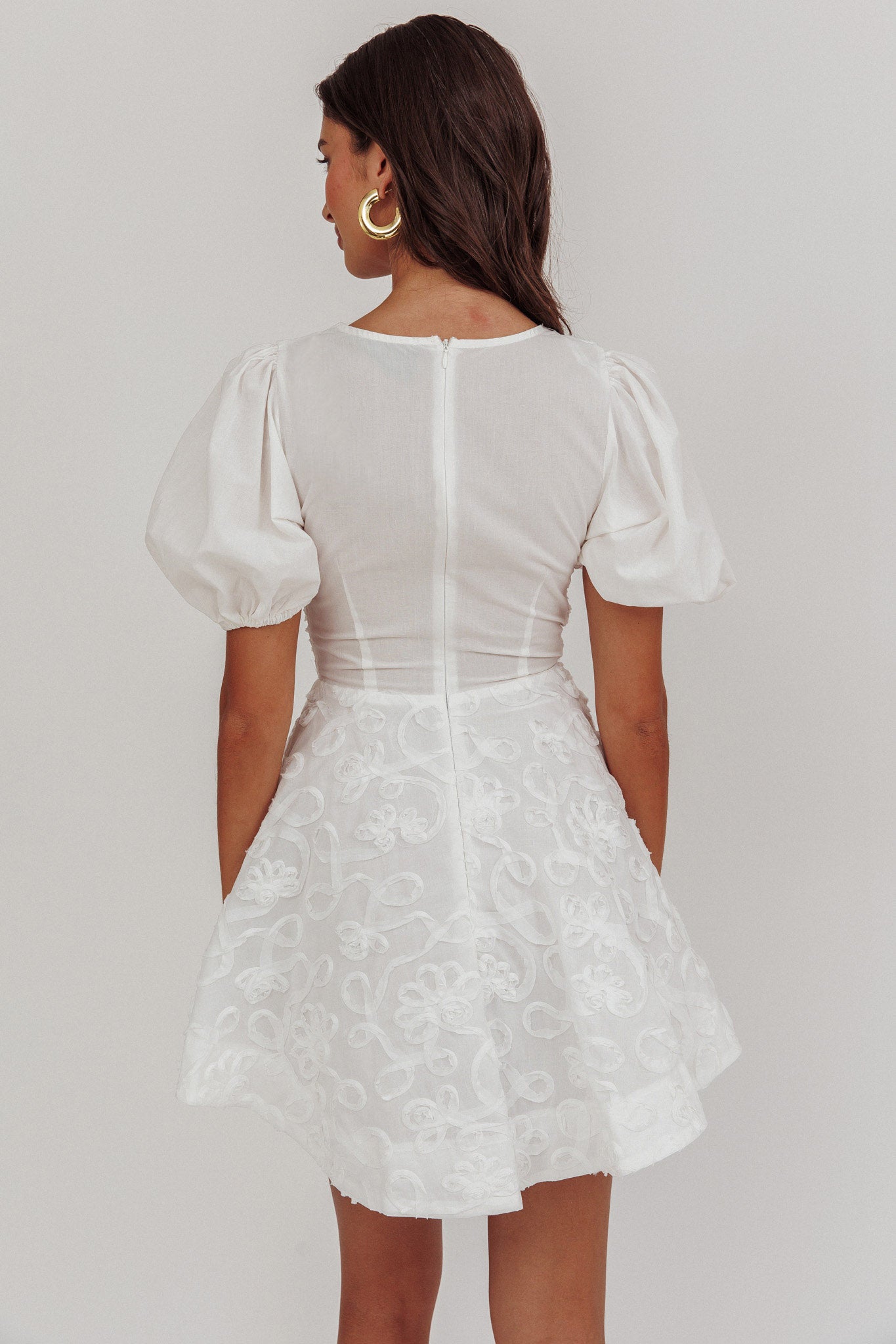 Samsara Puff Sleeve Mini Dress White by Selfie Leslie Australia