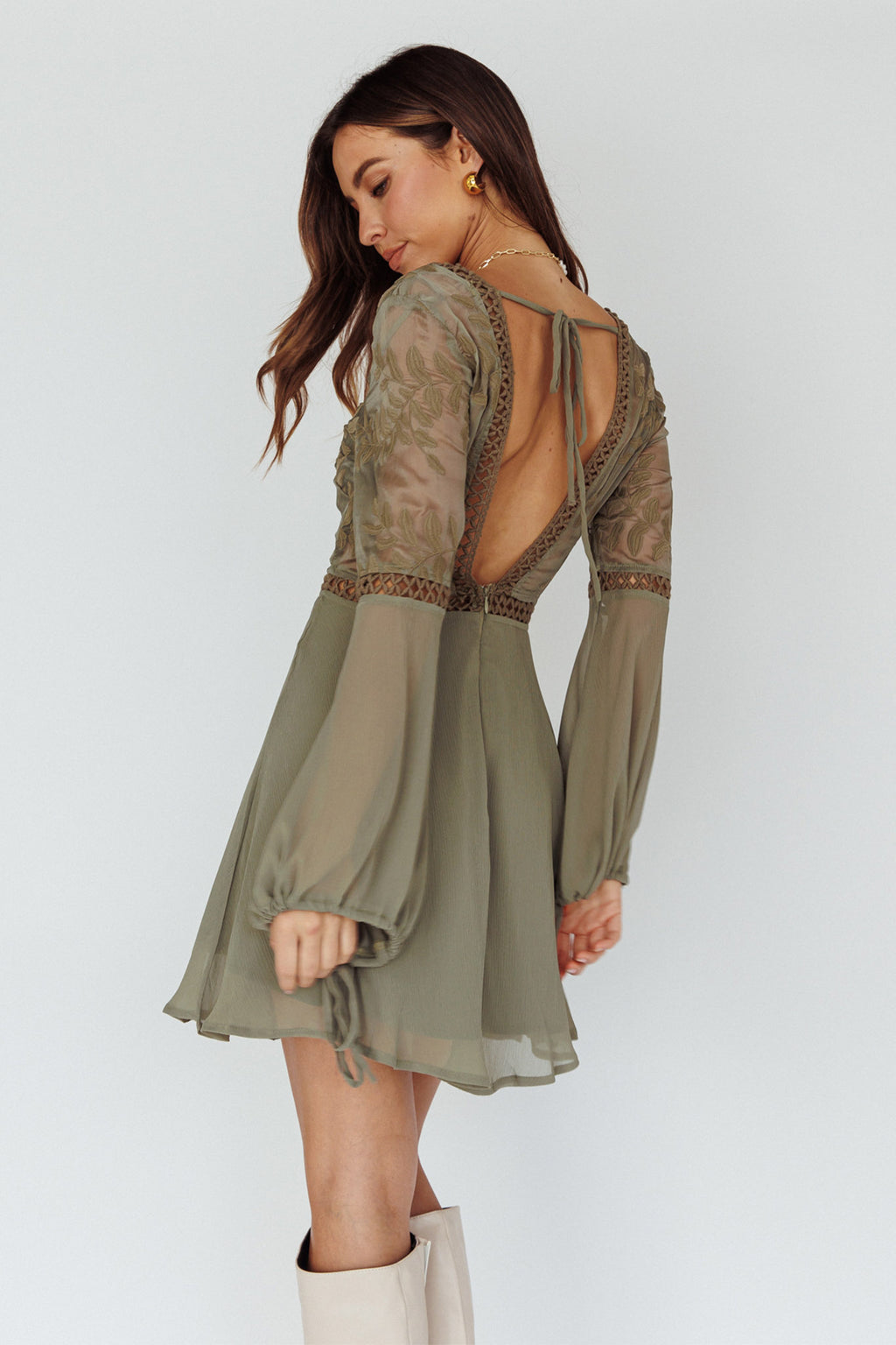 Carson Crochet Details Dress Olive by Selfie Leslie Australia