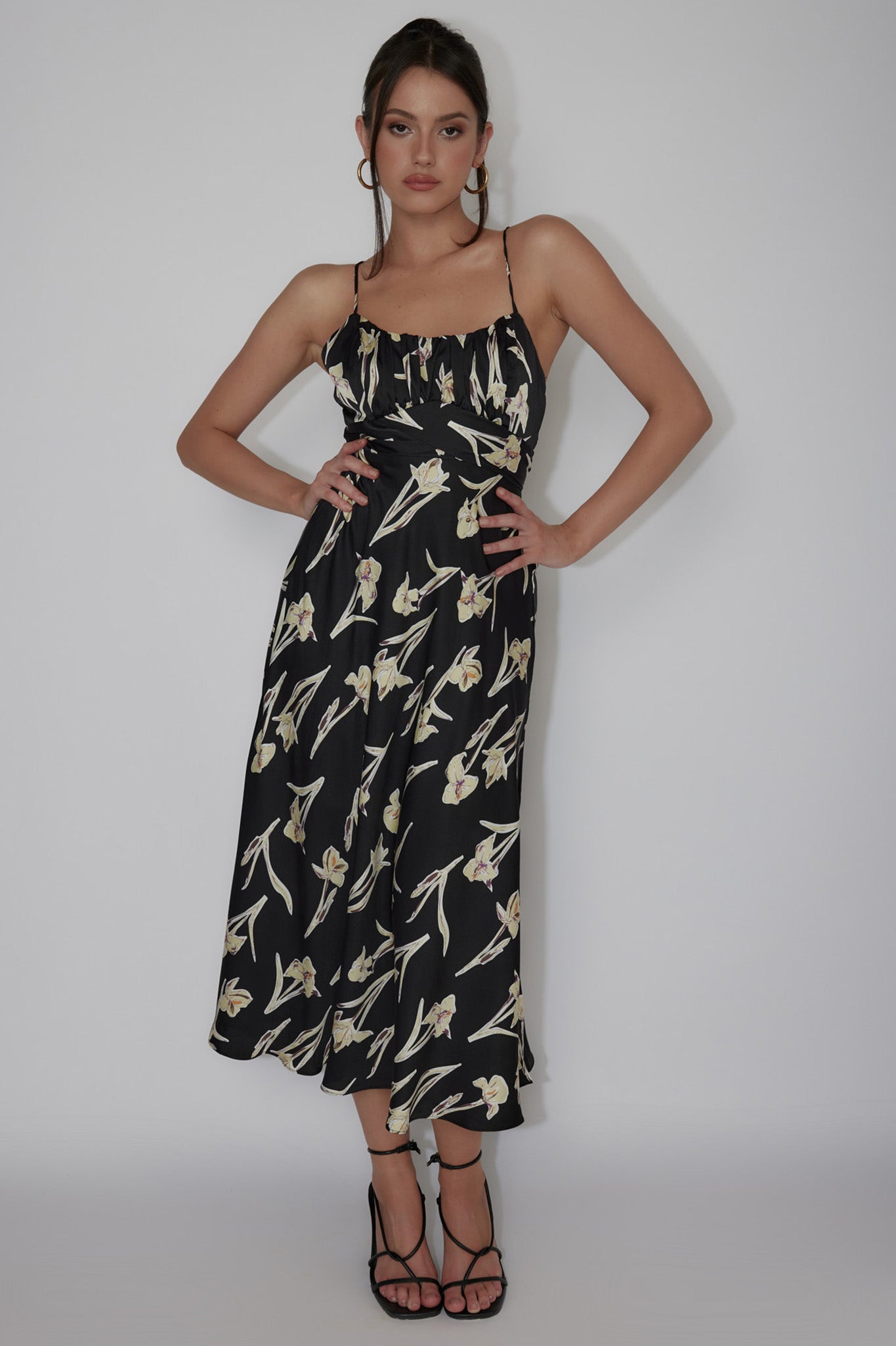 Linka Cami Strap Midi Dress Orchid Black by Selfie Leslie Australia
