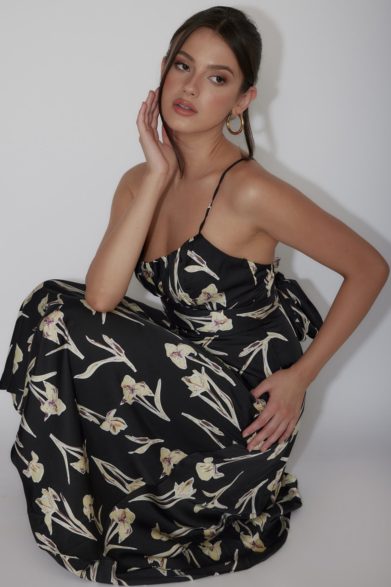 Linka Cami Strap Midi Dress Orchid Black by Selfie Leslie Australia
