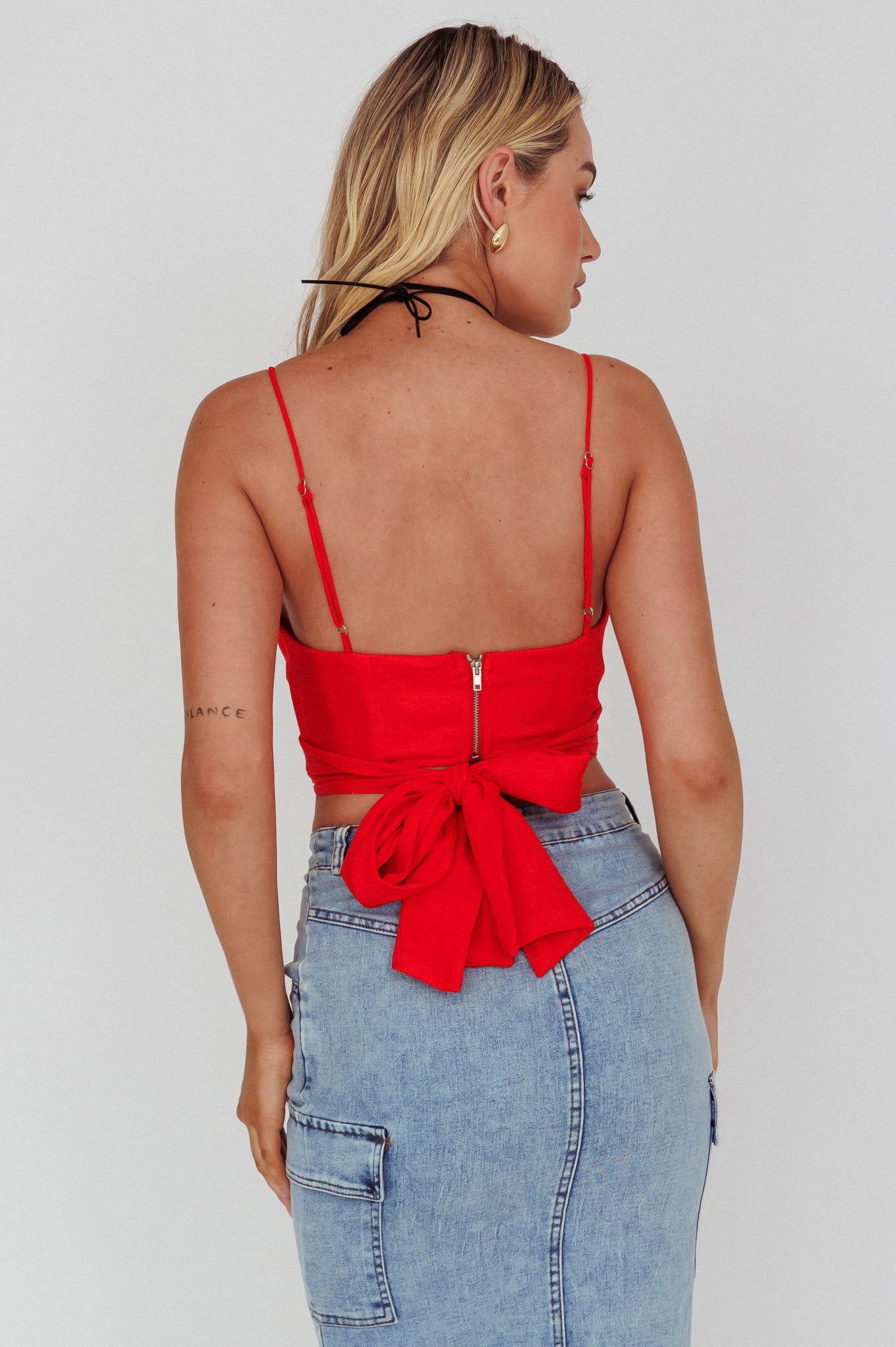 Linka Cami Strap Crop Top Red by Selfie Leslie Australia