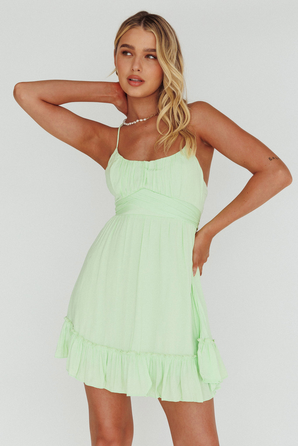 Linka Ruched Bust Criss-Cross Back Dress Apple by Selfie Leslie Australia
