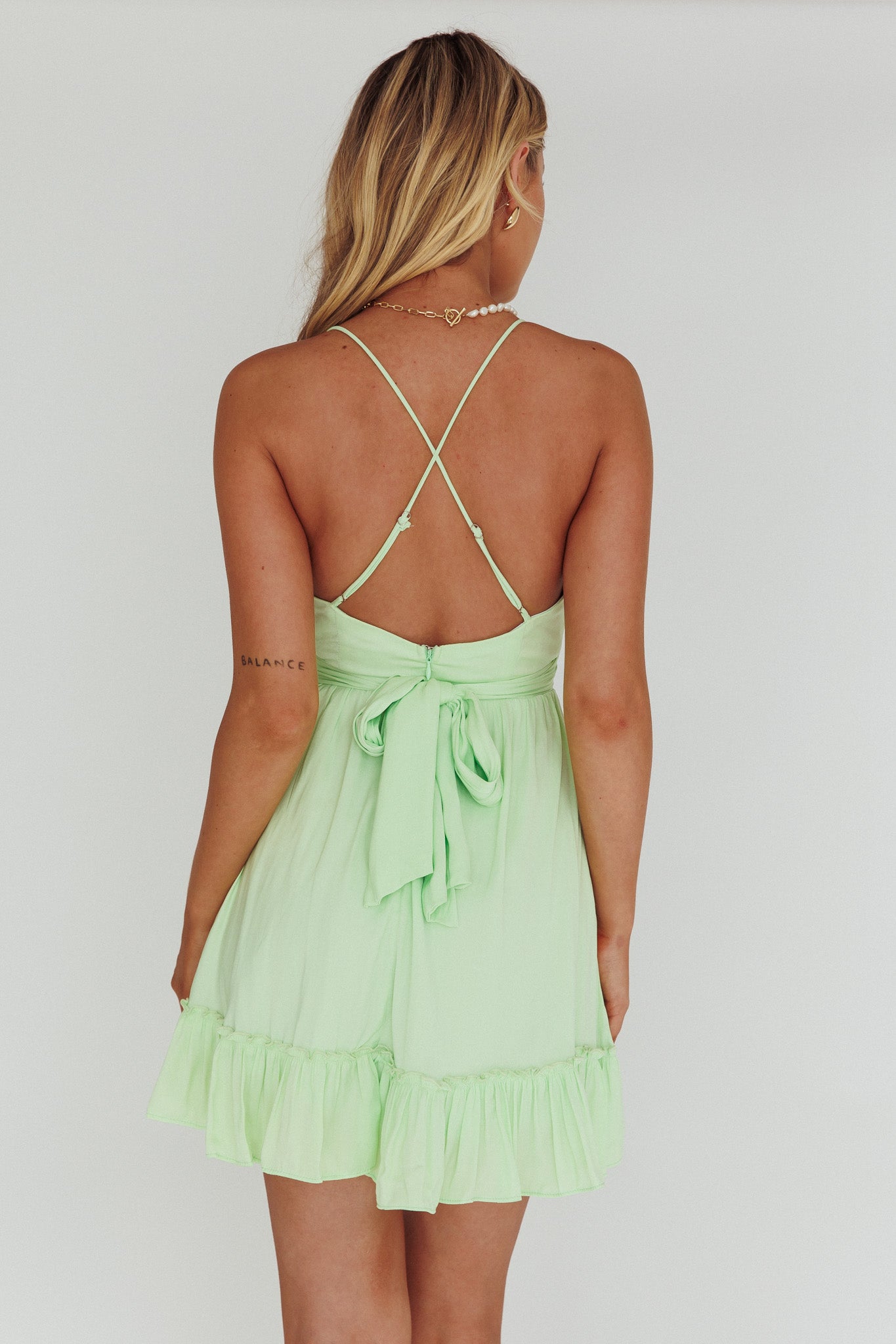 Linka Ruched Bust Criss-Cross Back Dress Apple by Selfie Leslie Australia