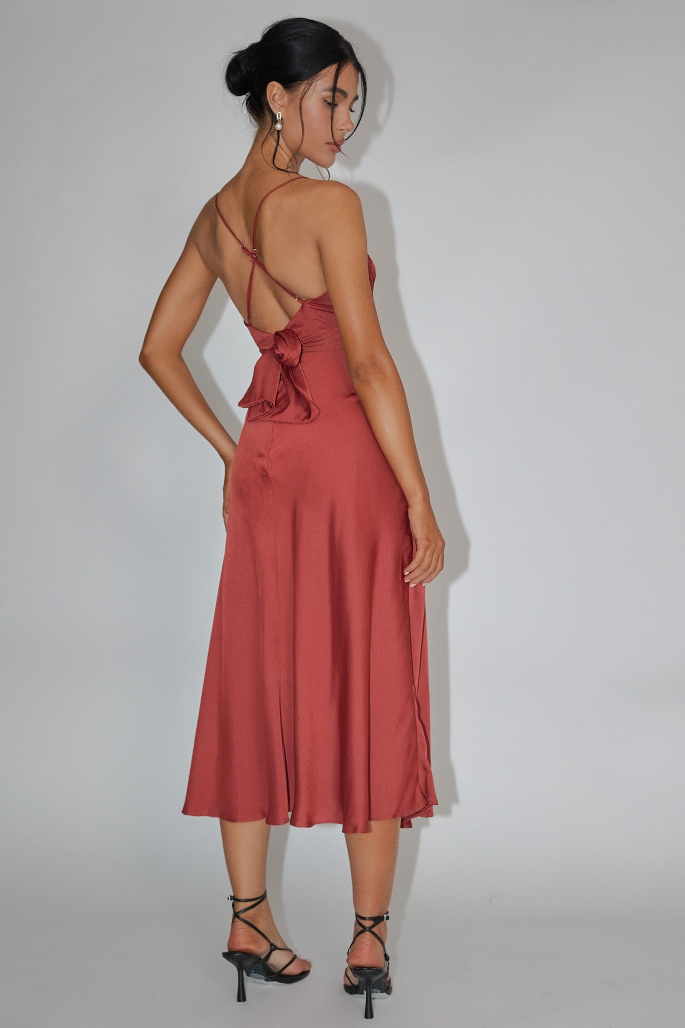 Linka Cami Strap Midi Dress Chocolate by Selfie Leslie Australia