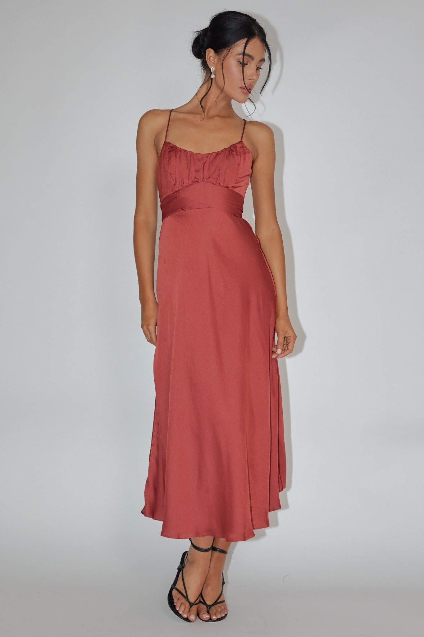 Linka Cami Strap Midi Dress Chocolate by Selfie Leslie Australia
