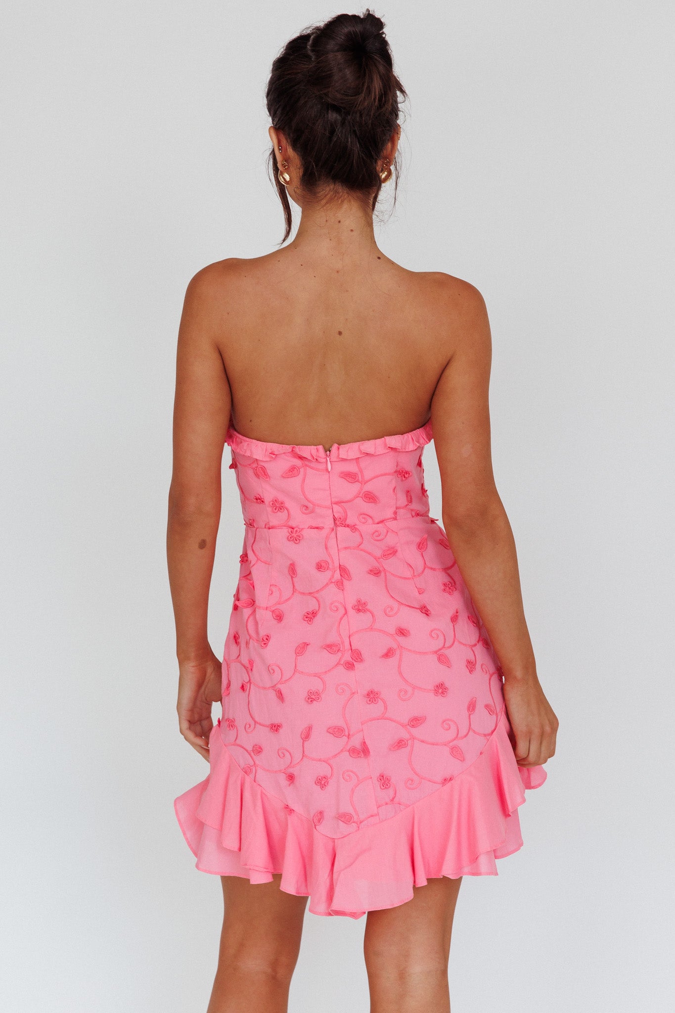 Cece Embroidered Bandeau Dress Hot Pink by Selfie Leslie Australia