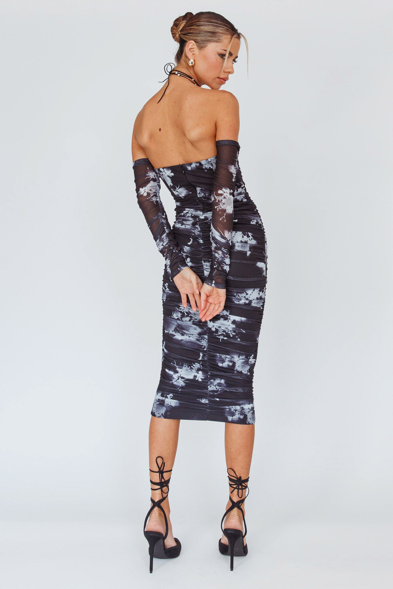 Cece Off-Shoulder Midi Dress Floral Black by Selfie Leslie Australia