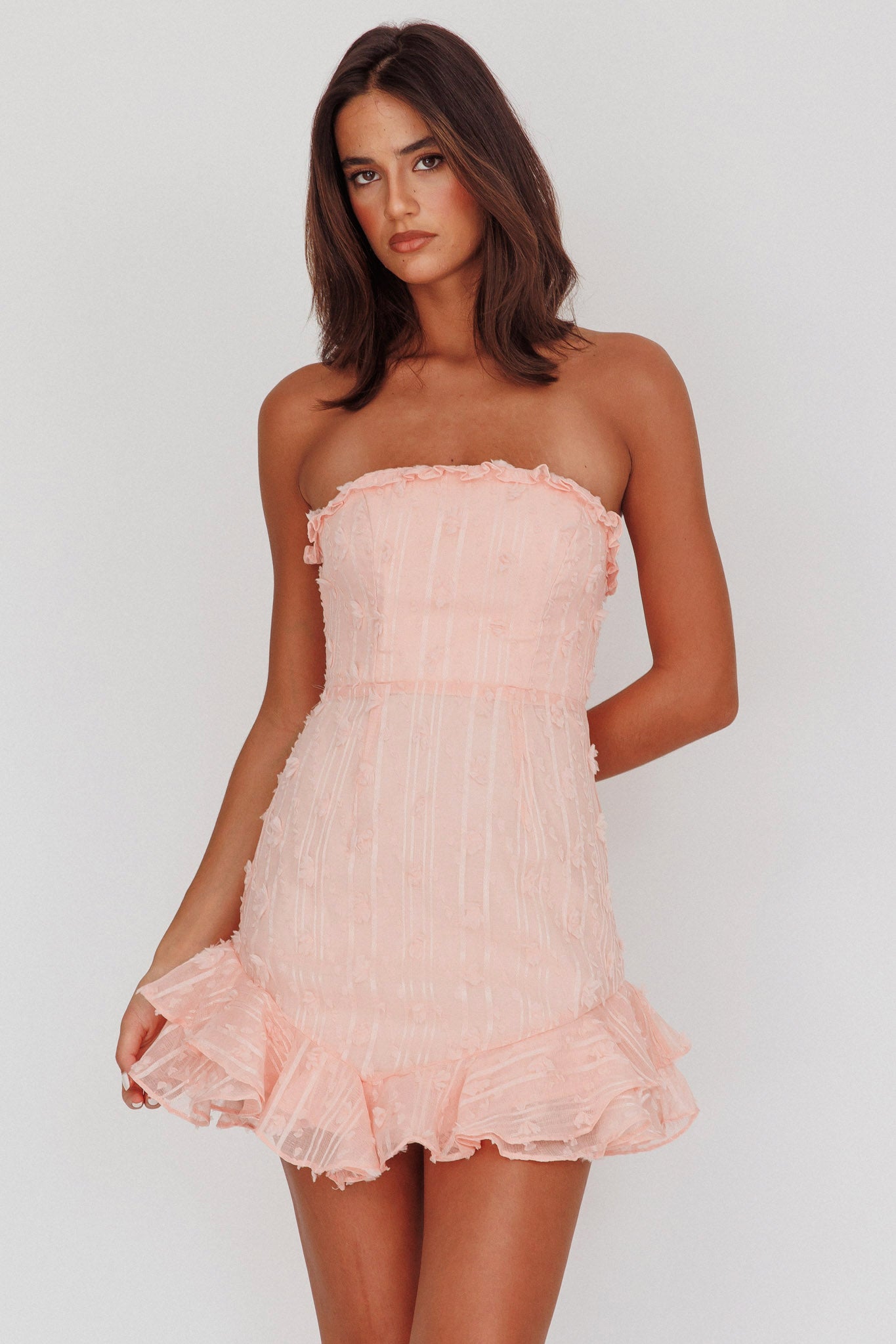 Cece Embellished Bandeau Dress Blush by Selfie Leslie Australia