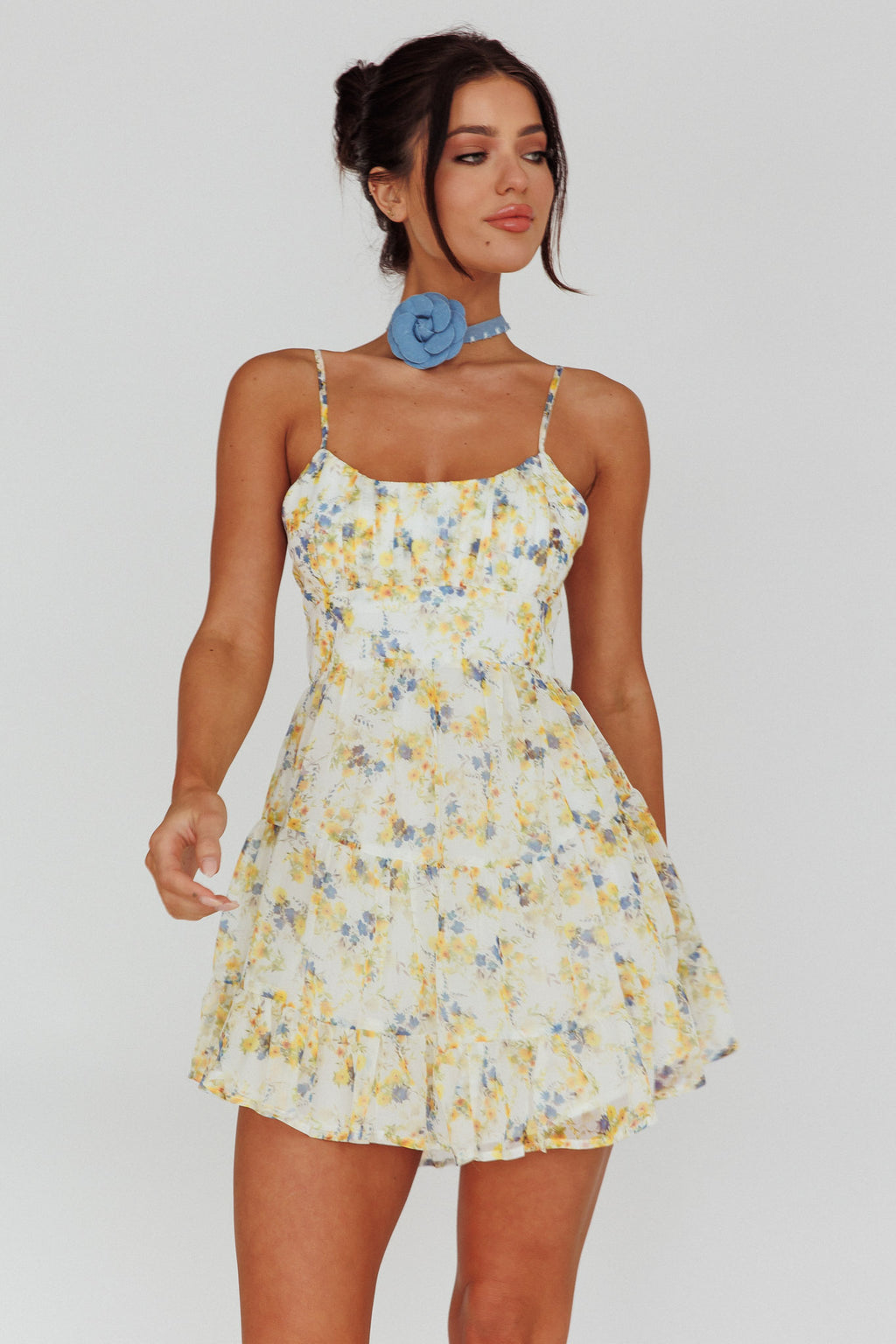 Eternal Sunshine Gathered Bust Babydoll Dress Vintage Blue by Selfie Leslie Australia