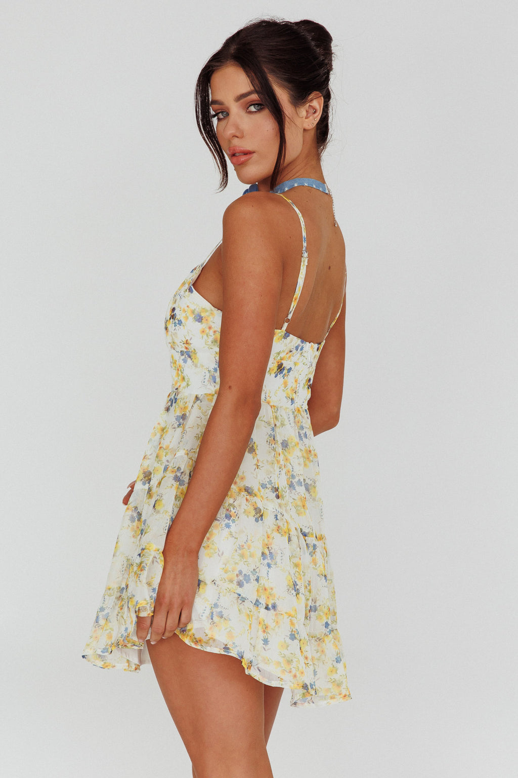Eternal Sunshine Gathered Bust Babydoll Dress Vintage Blue by Selfie Leslie Australia