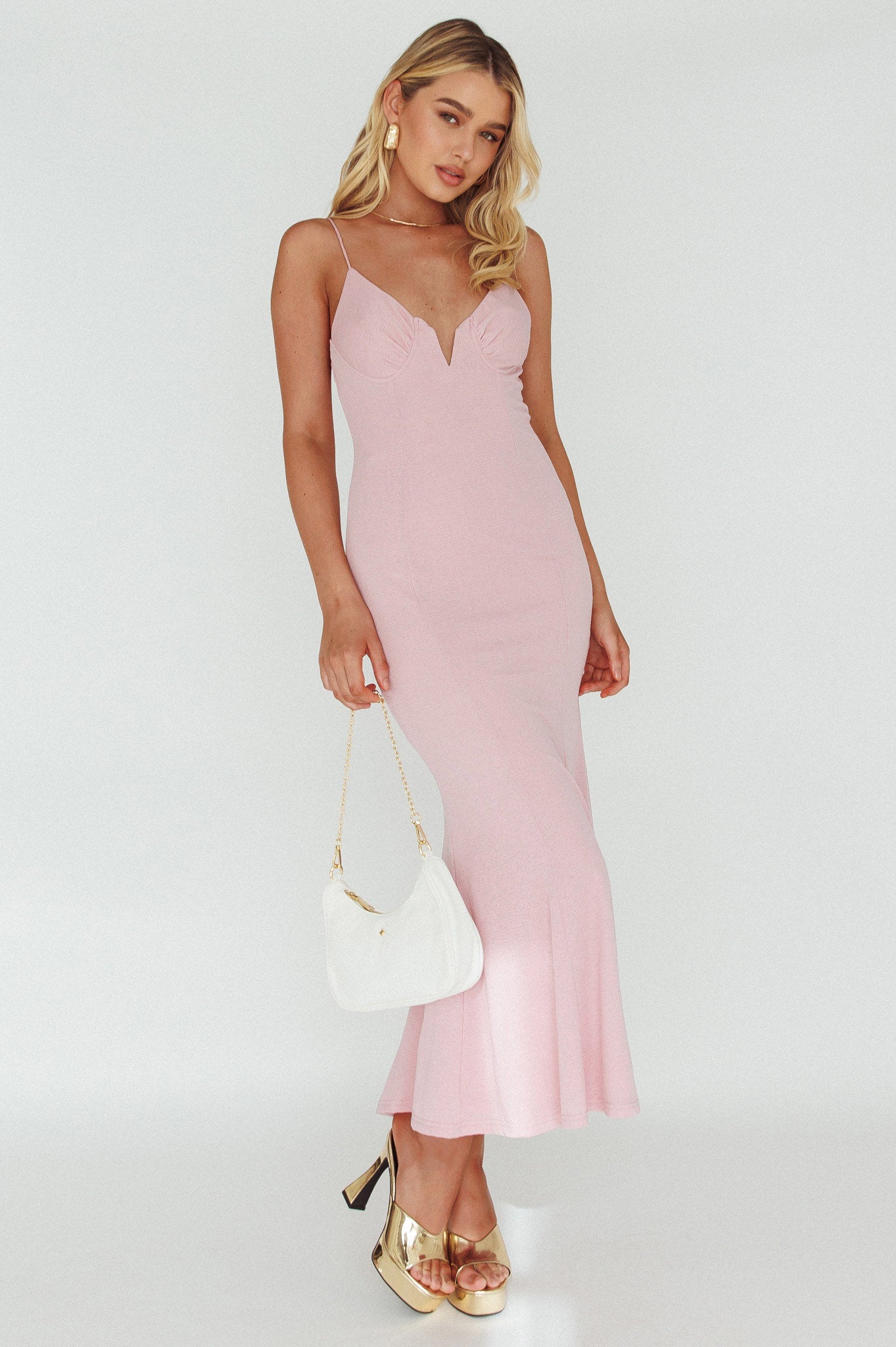 Lake Como Bodycon Maxi Dress Pink by Selfie Leslie Australia