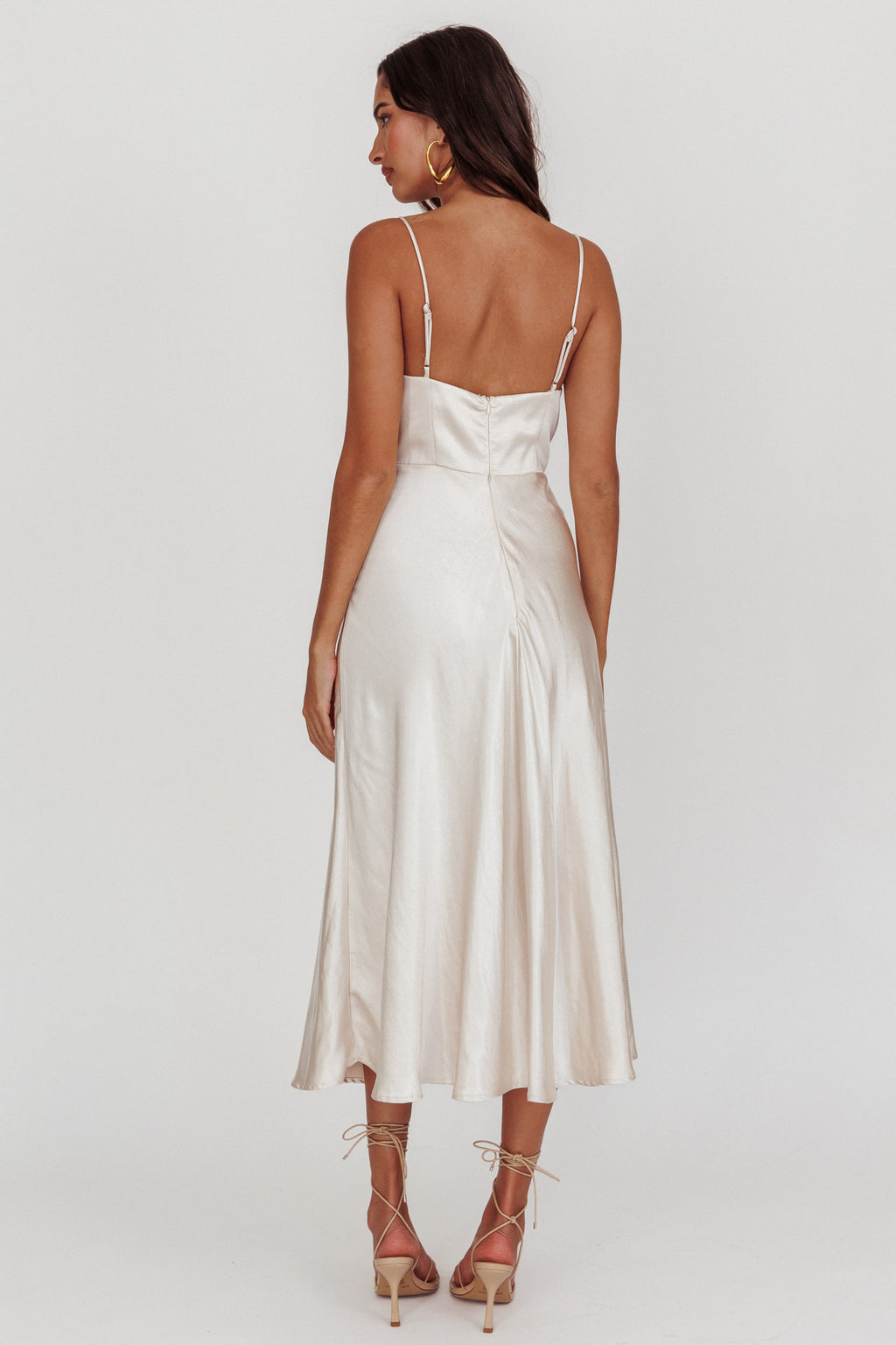 Lake Como A-Line Midi Dress Champagne by Selfie Leslie Australia