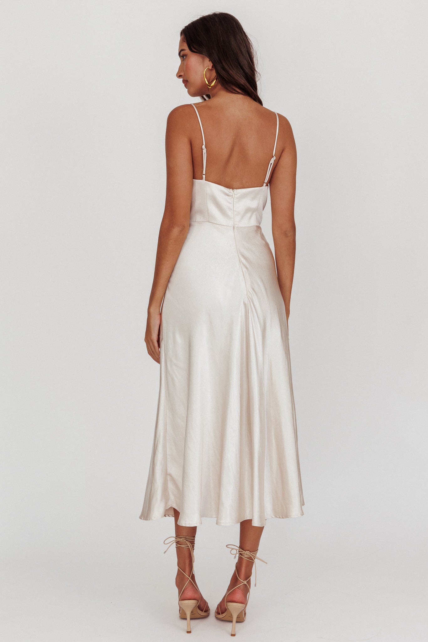 Lake Como A-Line Midi Dress Champagne by Selfie Leslie Australia